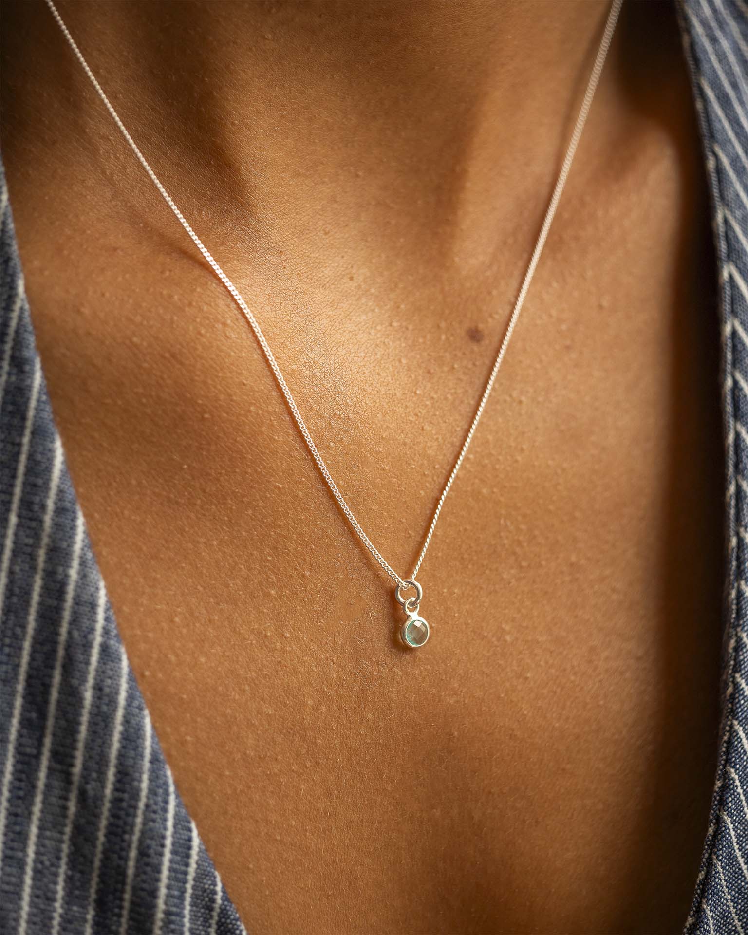 Silver Birthstone Charm Personalised Necklace
