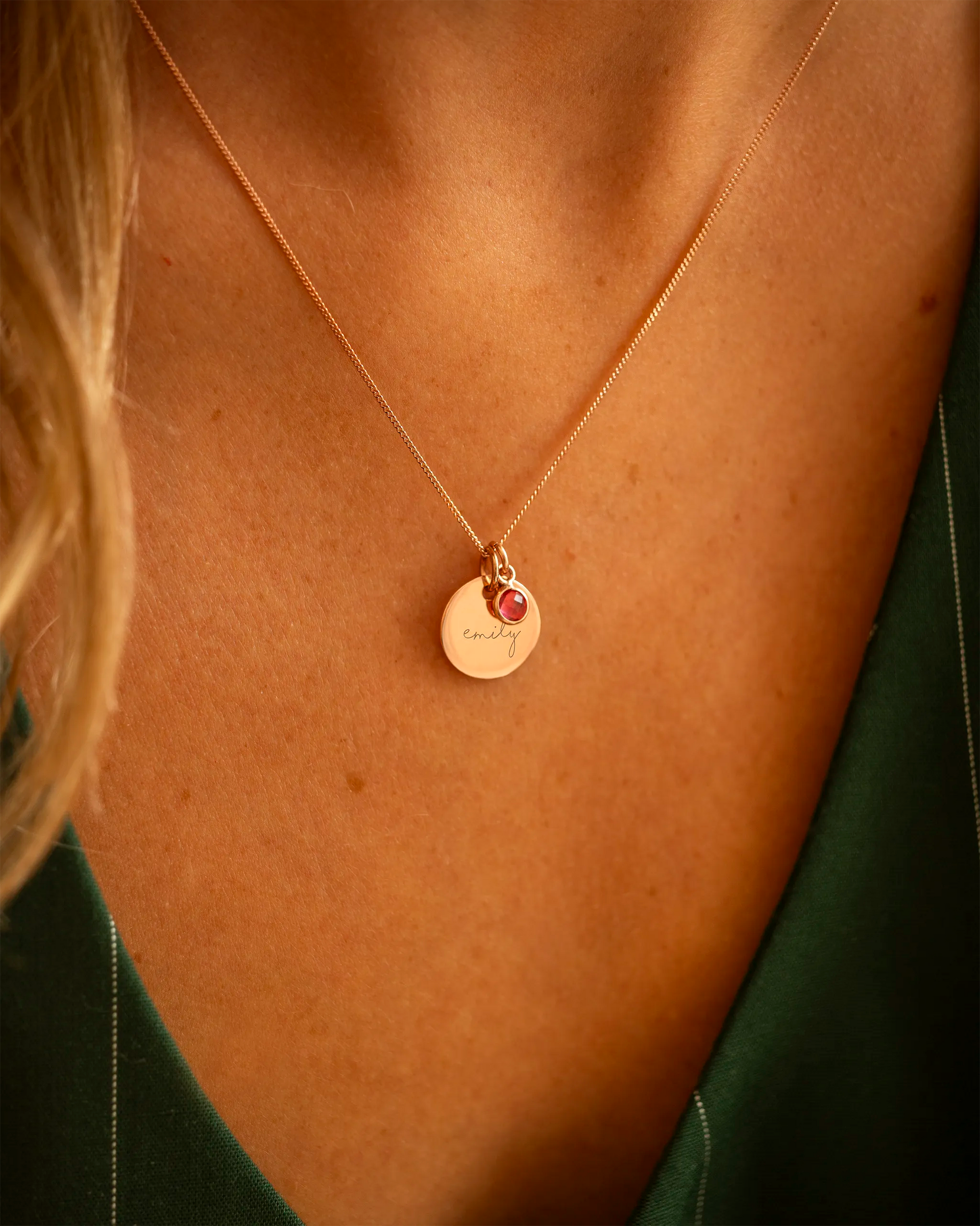 Rose Gold Esme Name and Birthstone Personalised Necklace