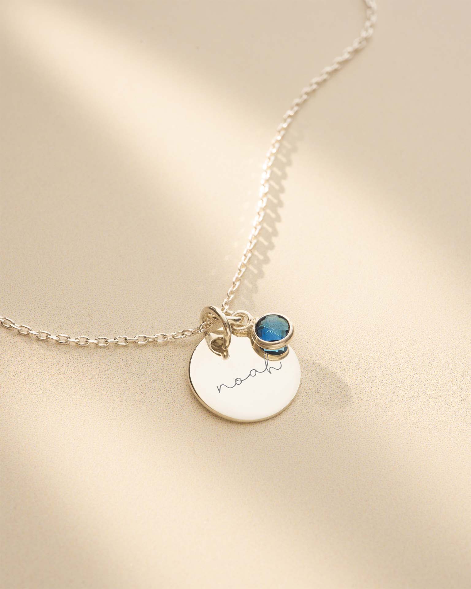 Silver Esme Name and Birthstone Personalised Necklace