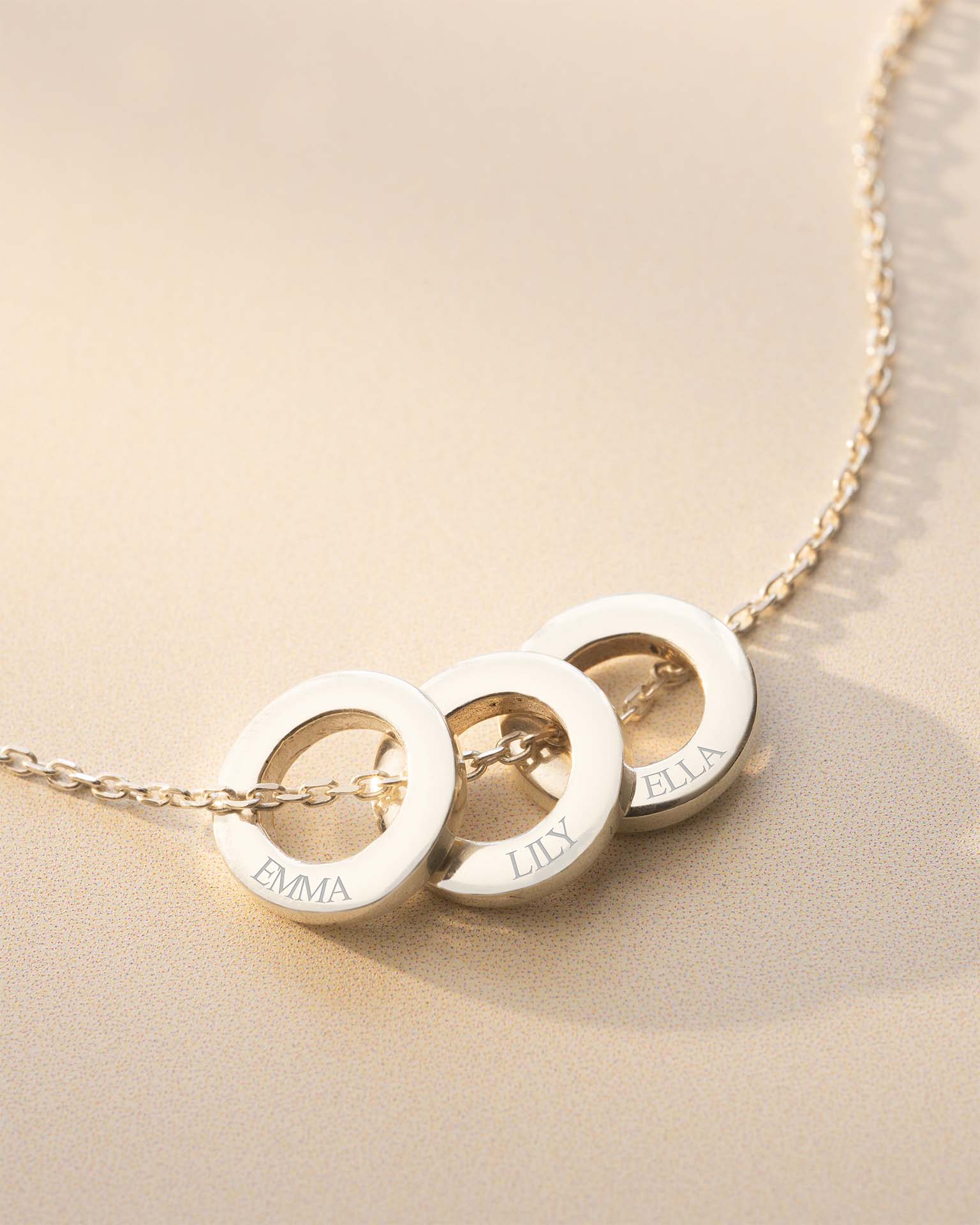 Silver Family Mini Eternal Rings Personalised Necklace
