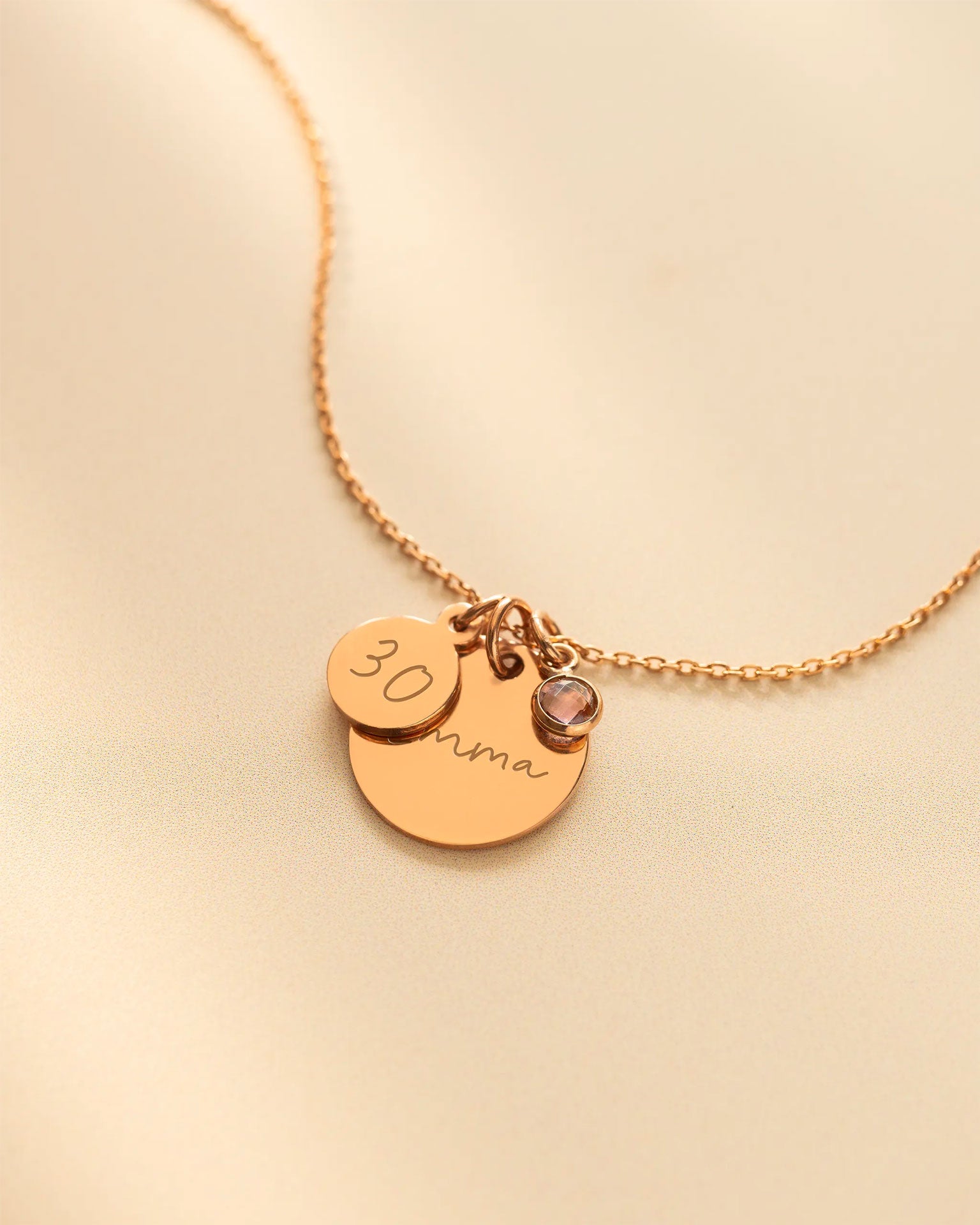 Silver Personalised Birthday Disc Name Necklace
