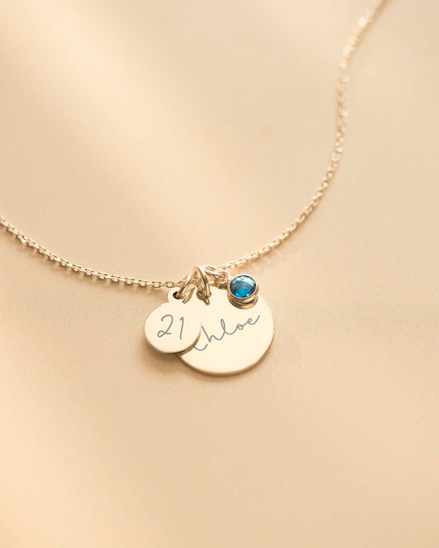 Silver Personalised Birthday Disc Name Necklace