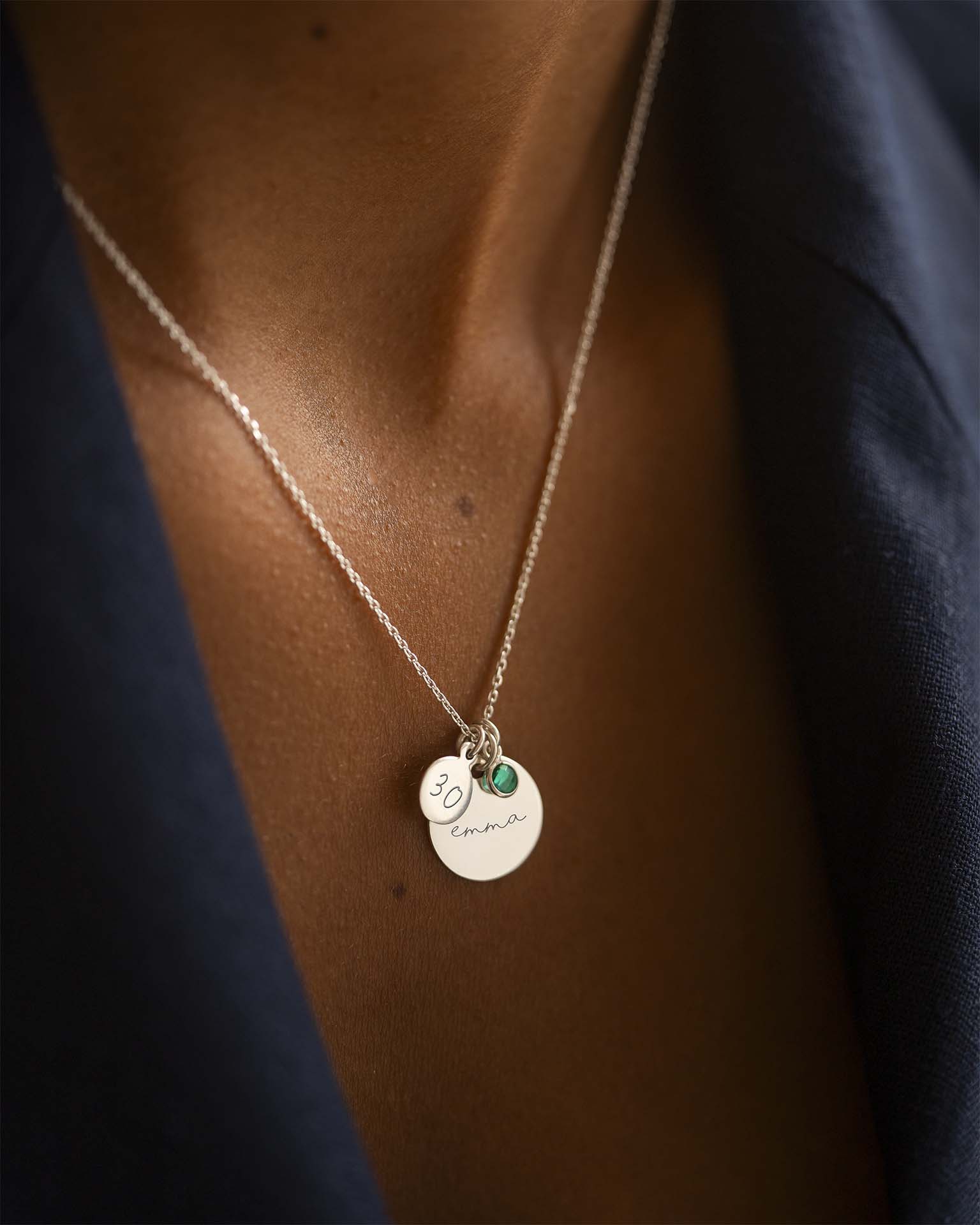 Silver Personalised Birthday Disc Name Necklace