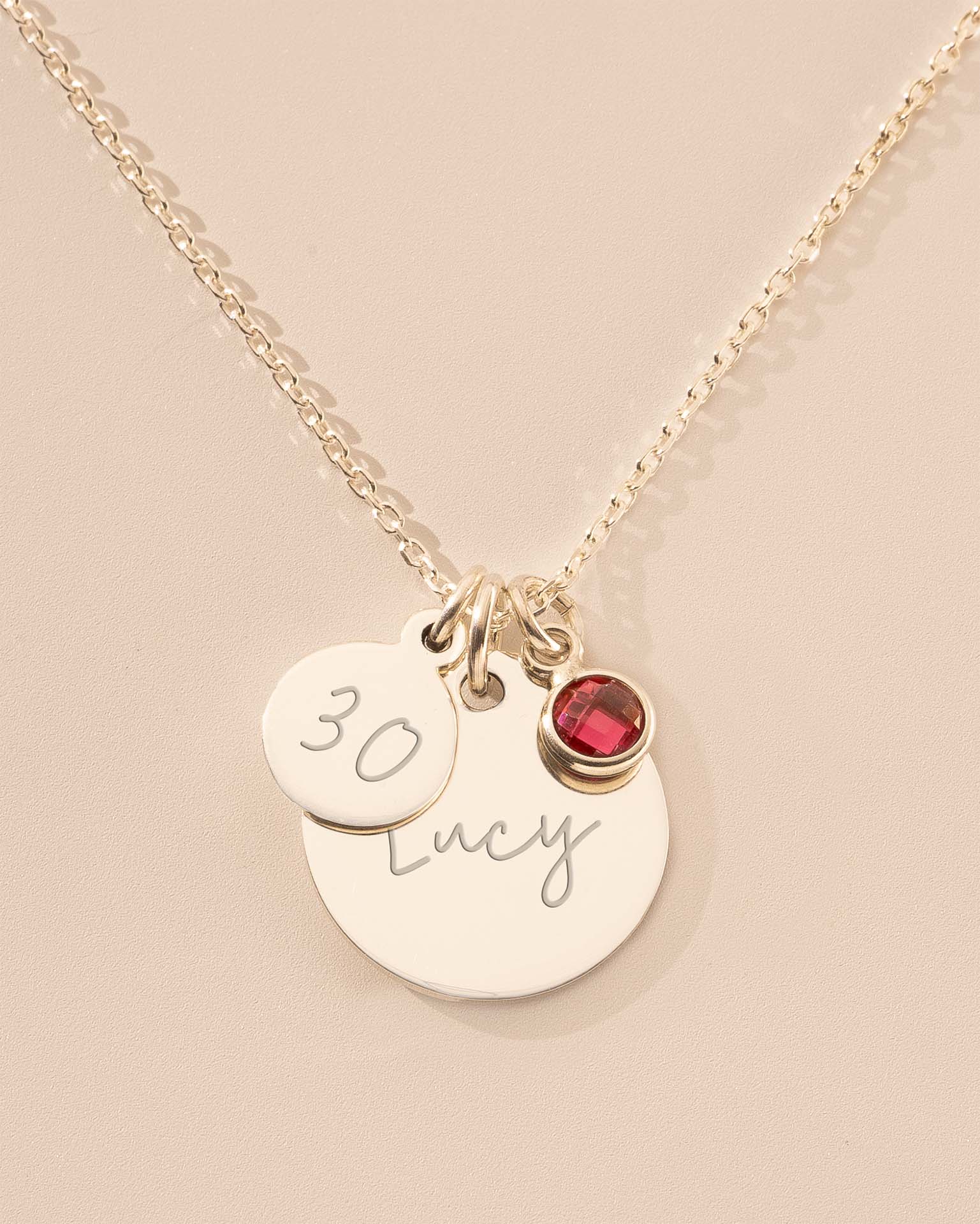 Silver Personalised Birthday Disc Name Necklace