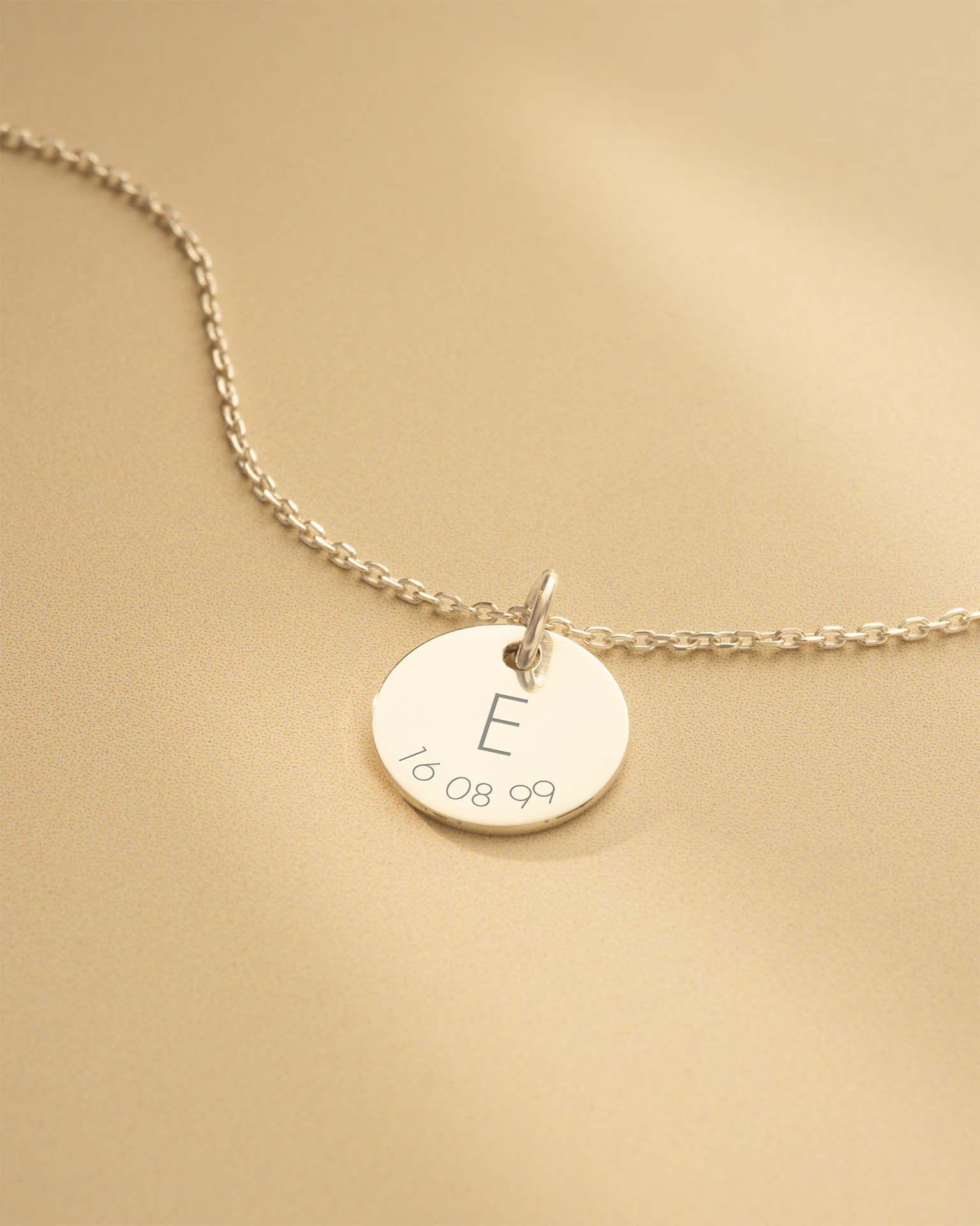 Silver Initial And Date Personalised Necklace