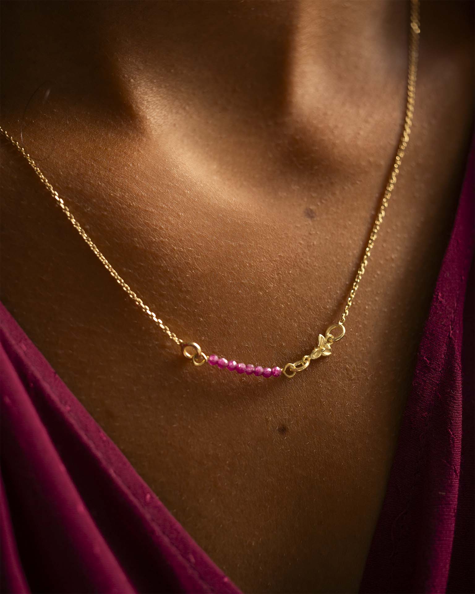 Gold Semi-Precious Birthstone Bar and Birth Flower Necklace