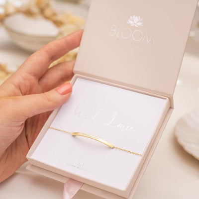 Curved Skinny Bar Personalised Message Bracelet