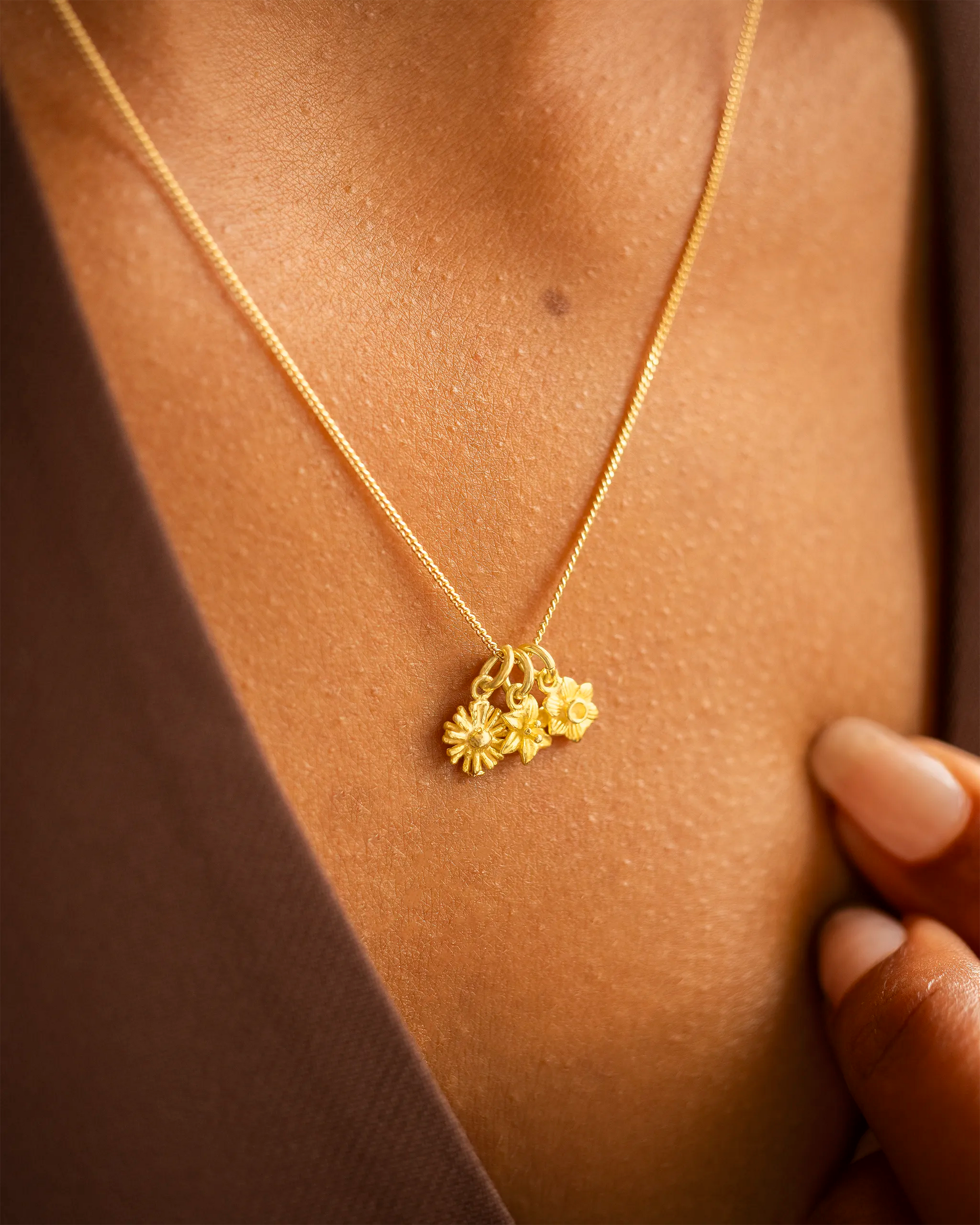 Gold Family Birth Flower Personalised Necklace