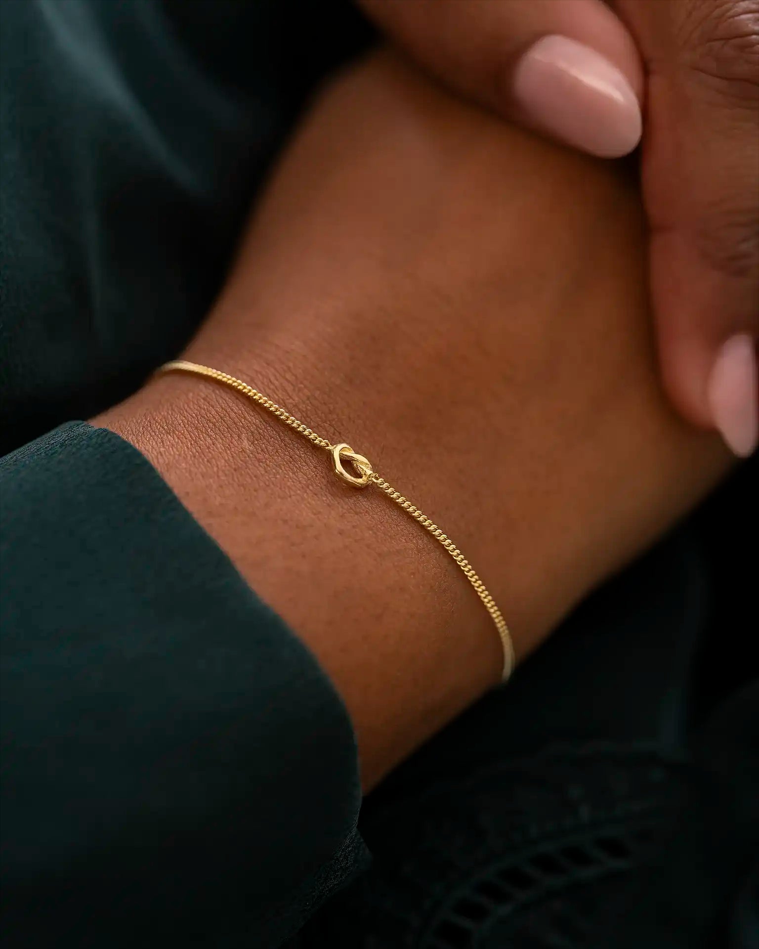 Gold Knot Charm Personalised Bracelet