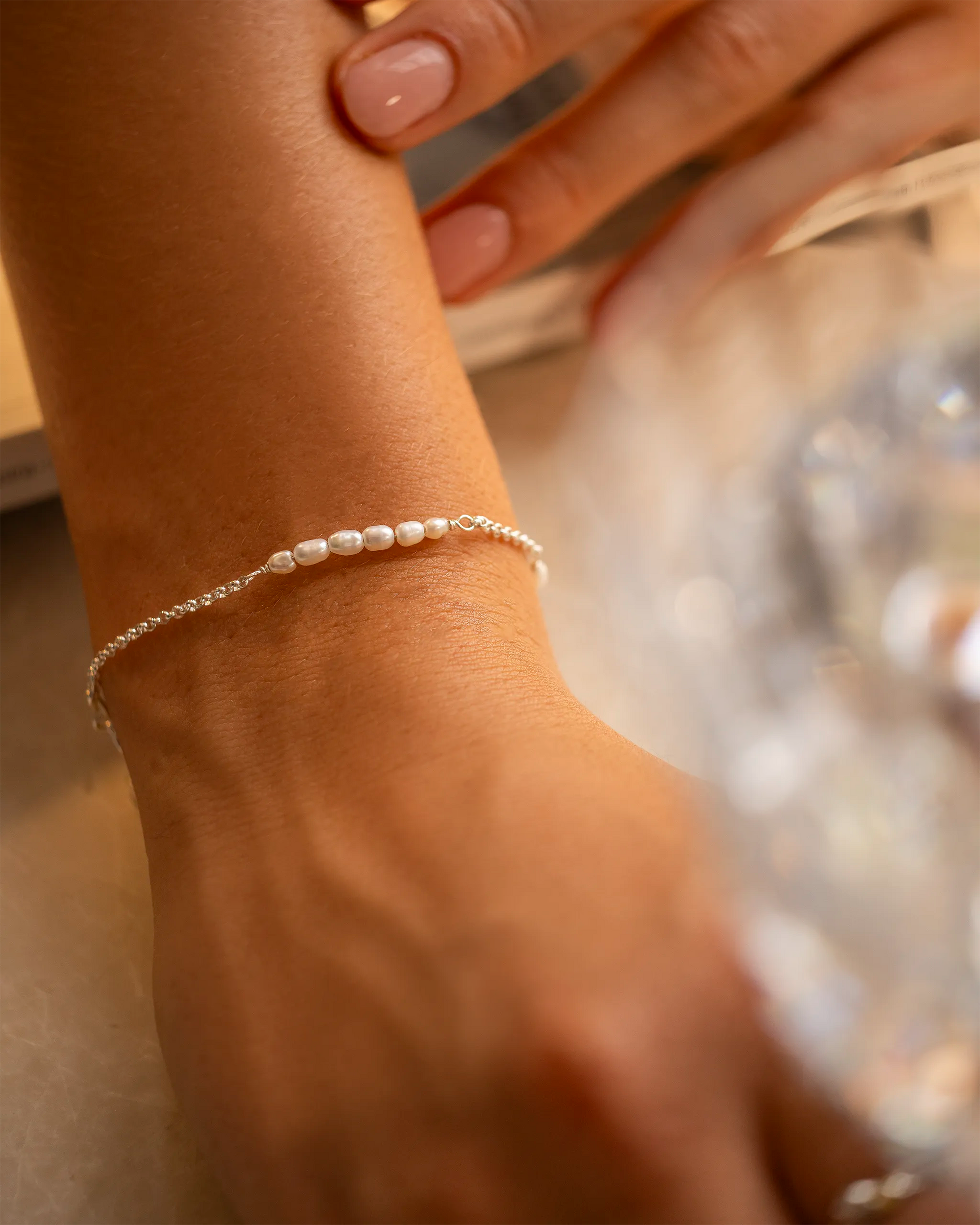 Silver Anja Split Personalised Pearl Bracelet