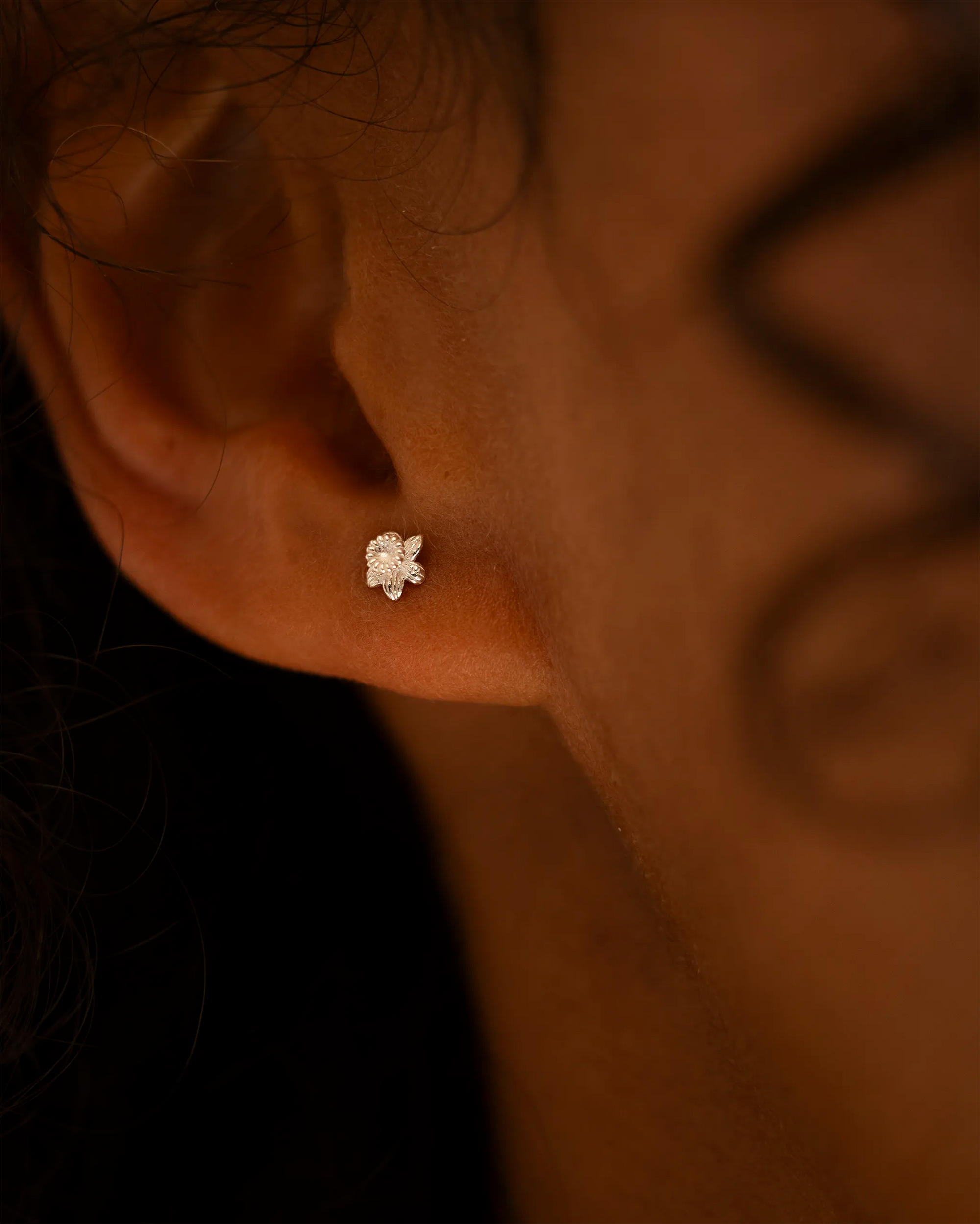 Silver Birth Flower Stud Personalised Earrings