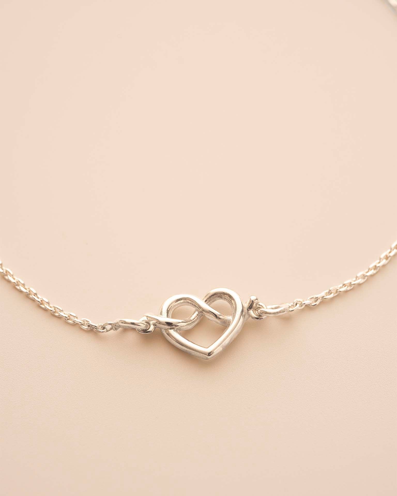 Silver Heart Knot Charm Slider Bracelet