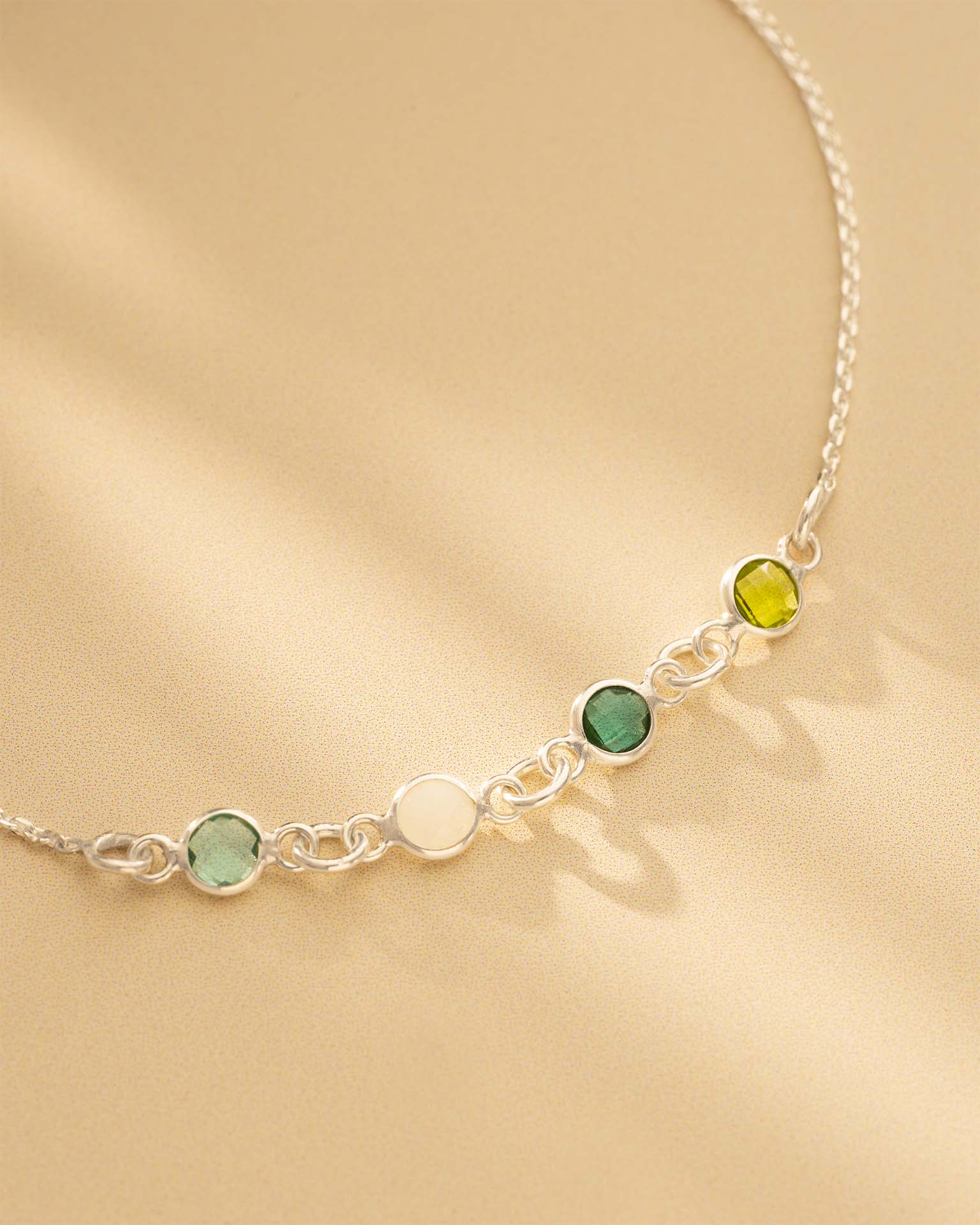 Silver Family Mini Birthstone Personalised Slider Bracelet