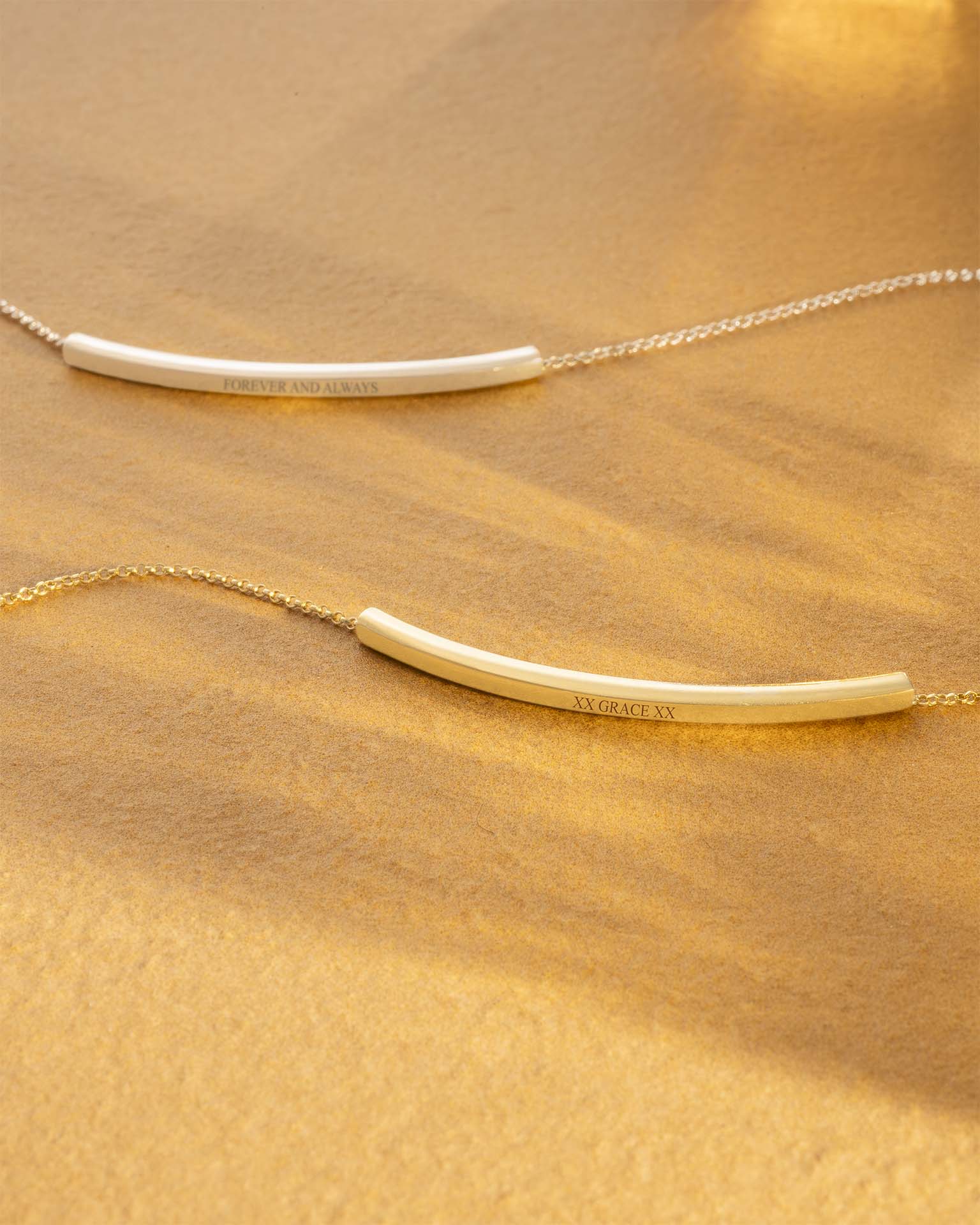 Silver Curved Skinny Bar Personalised Message Bracelet
