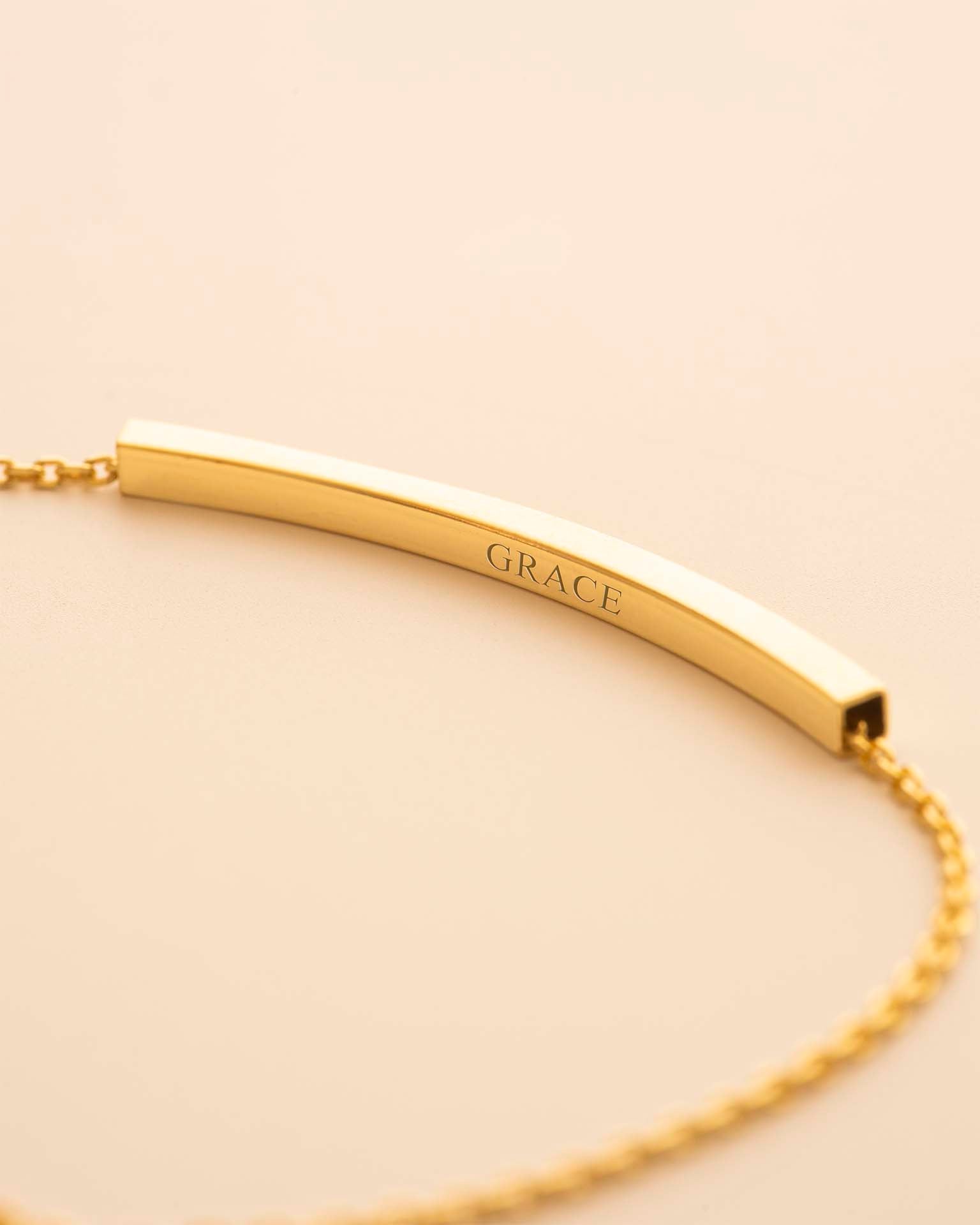 Silver Hidden Message Curved Skinny Bar Personalised Bracelet