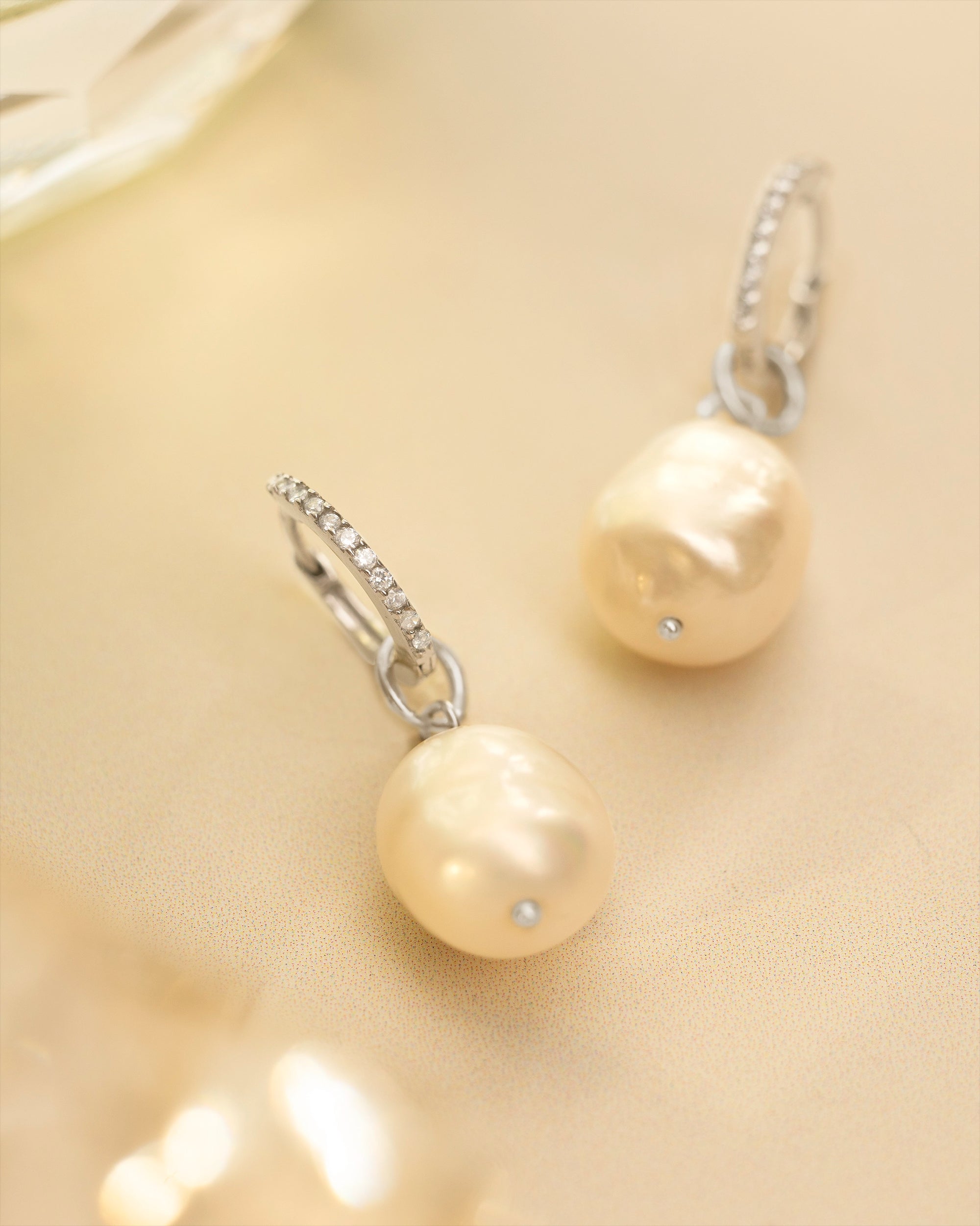 Silver pearl earrings
