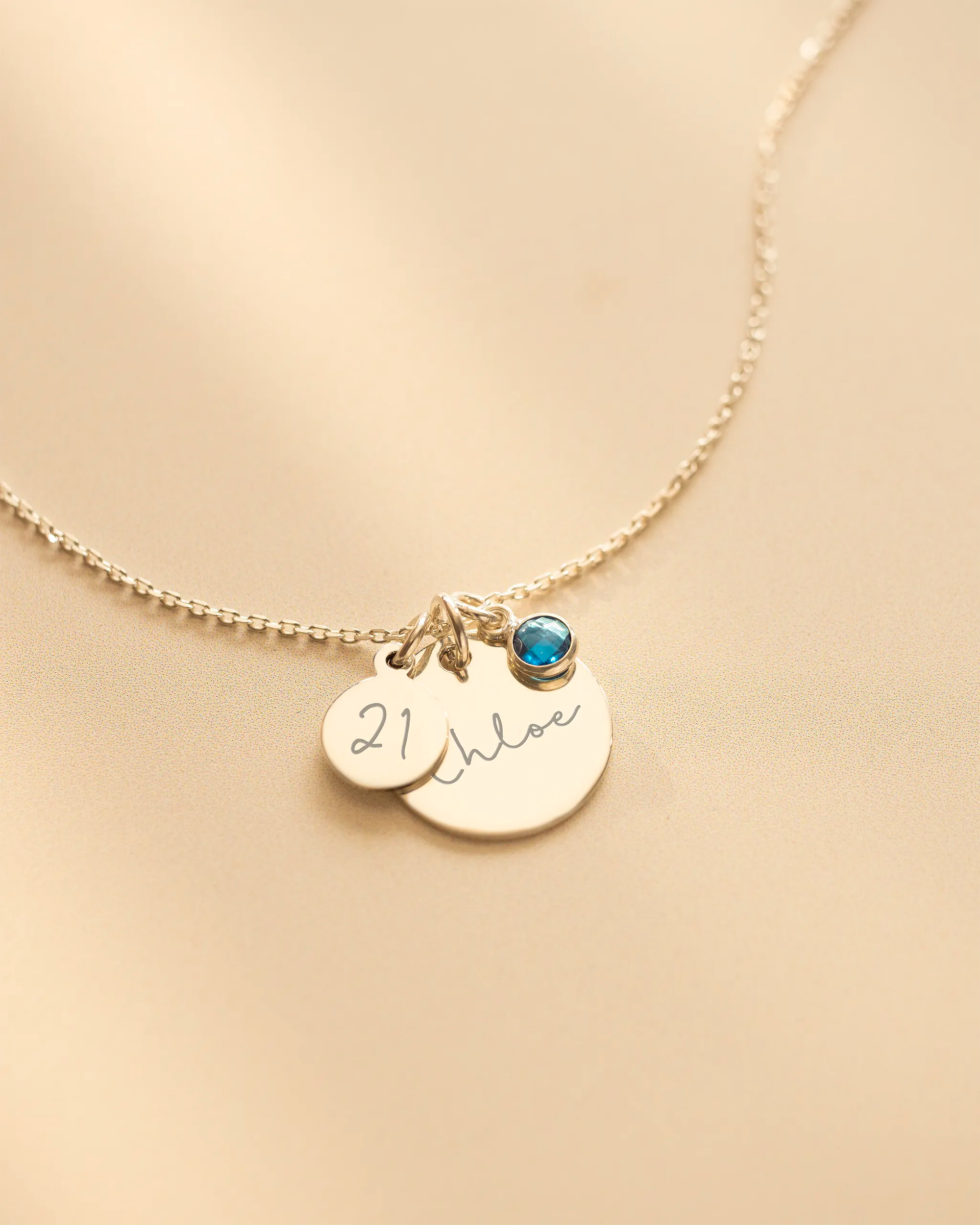 Silver Personalised Birthday Disc Name Necklace