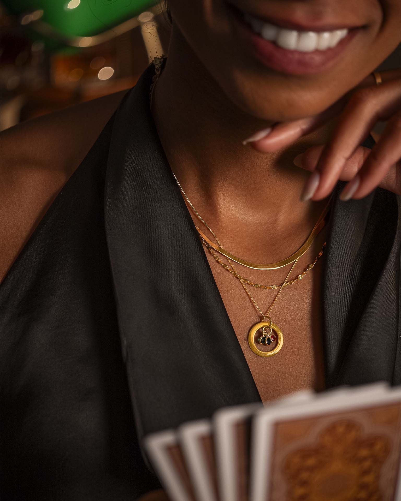 Silver Family Eternal Ring and Birthstone Personalised Necklace