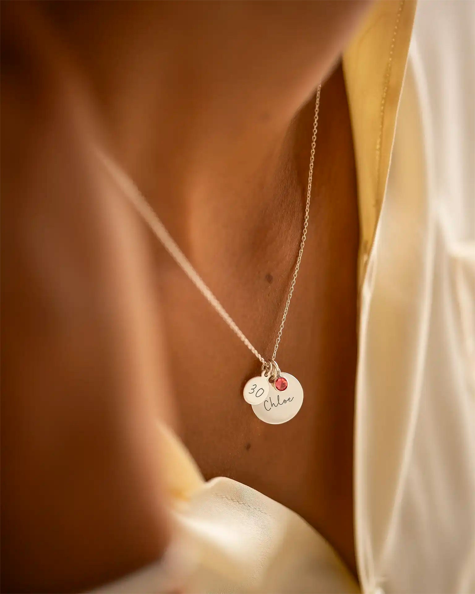 Silver Personalised Birthday Disc Name Necklace
