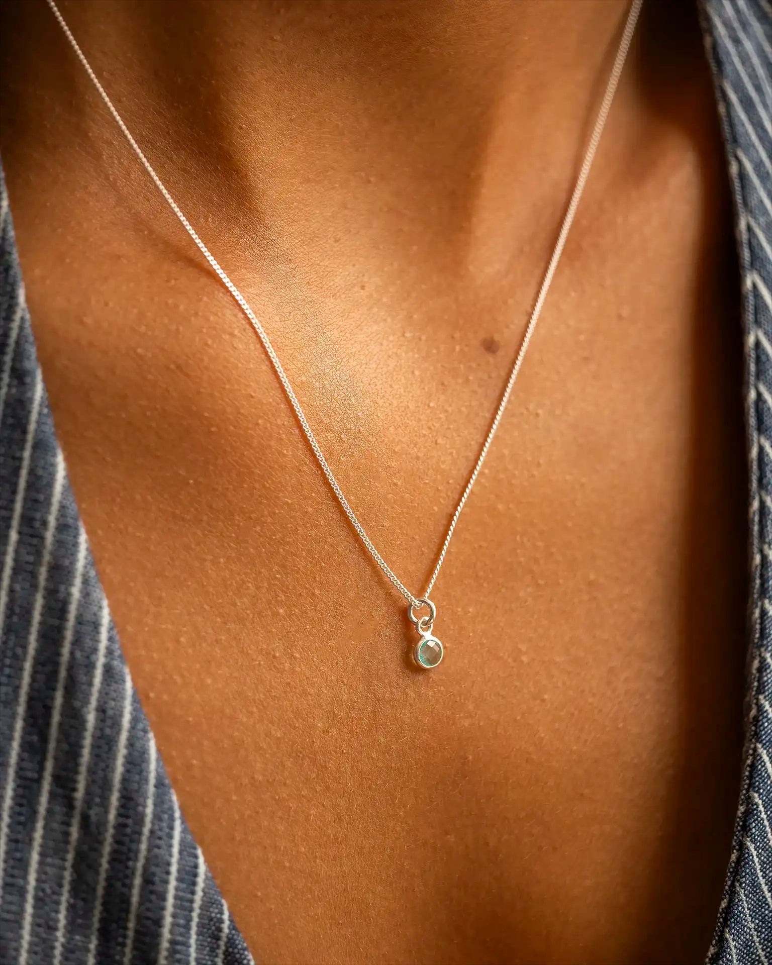 Silver Birthstone Charm Personalised Necklace