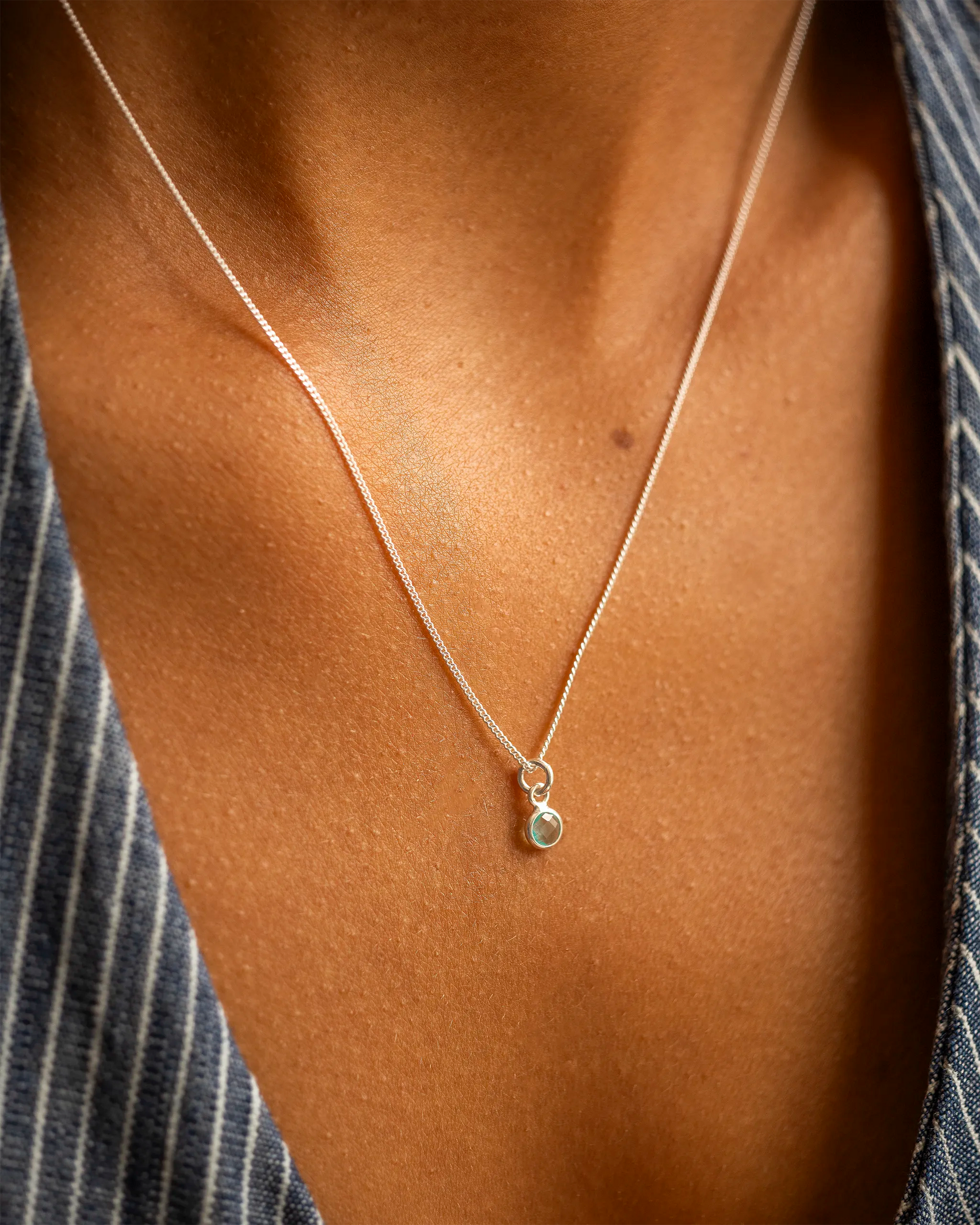 Silver Birthstone Charm Personalised Necklace