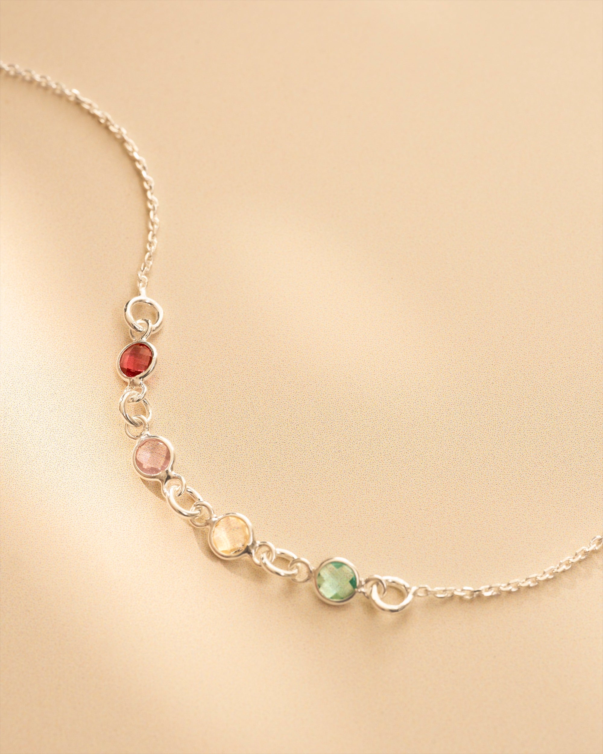 Silver Family Mini Birthstone Necklace