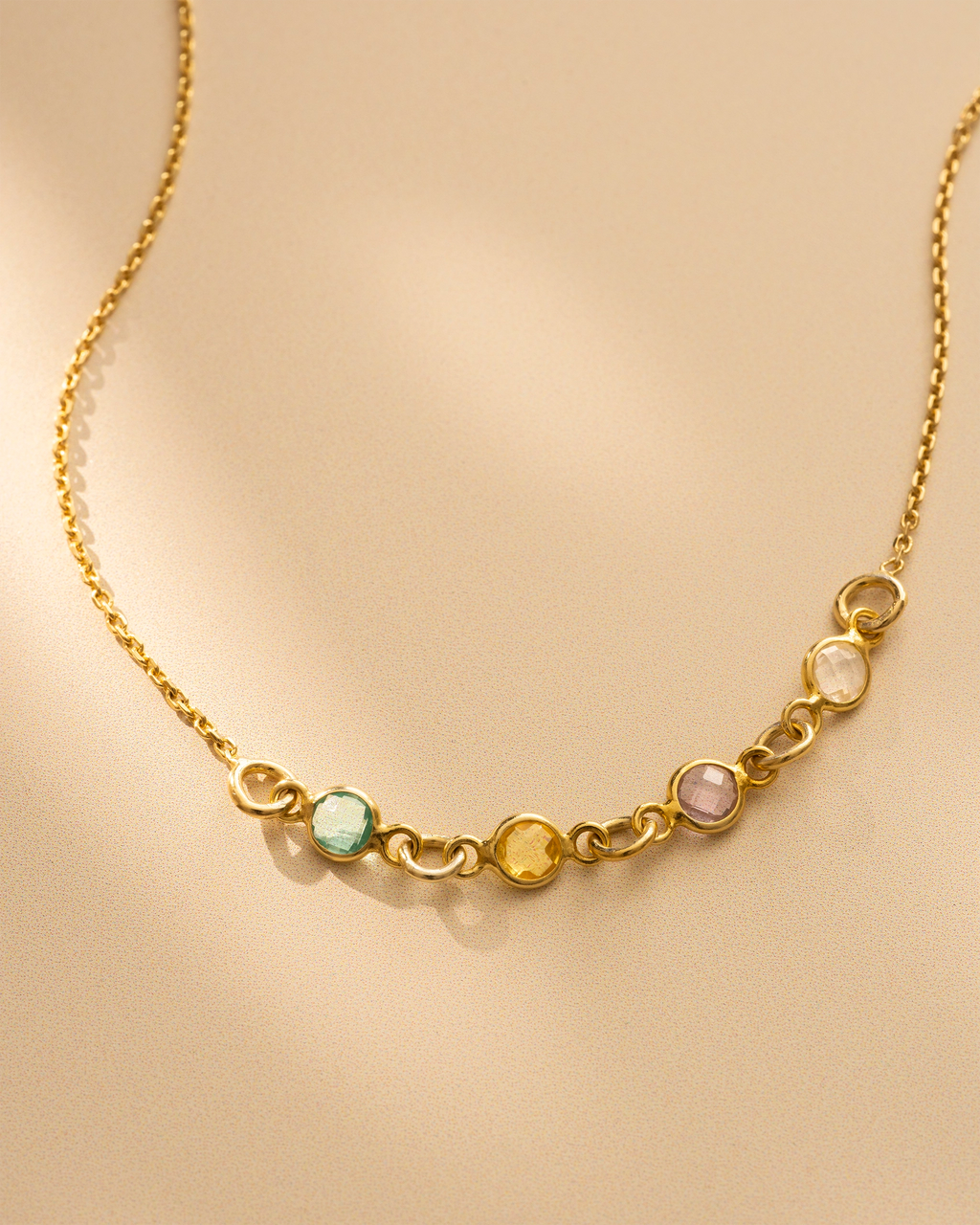 Gold Family Mini Birthstone Necklace