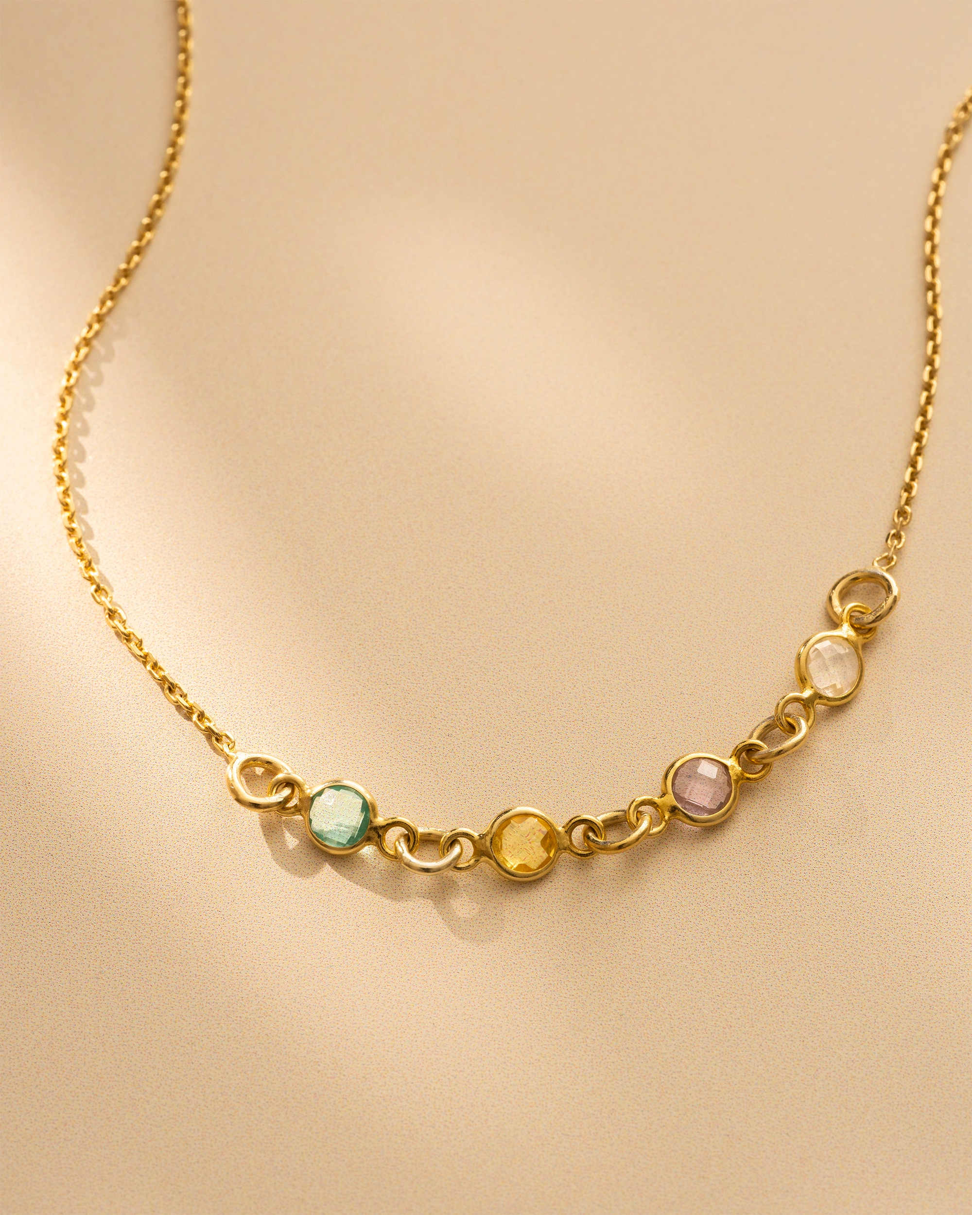 Gold Family Mini Birthstone Necklace
