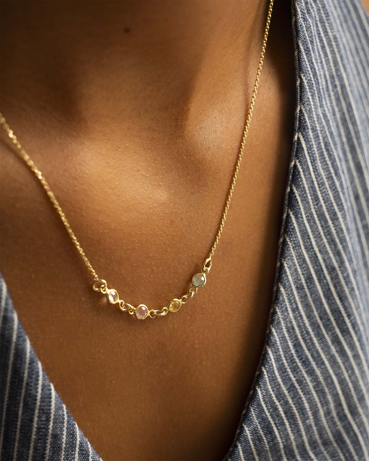 Gold Family Mini Birthstone Necklace