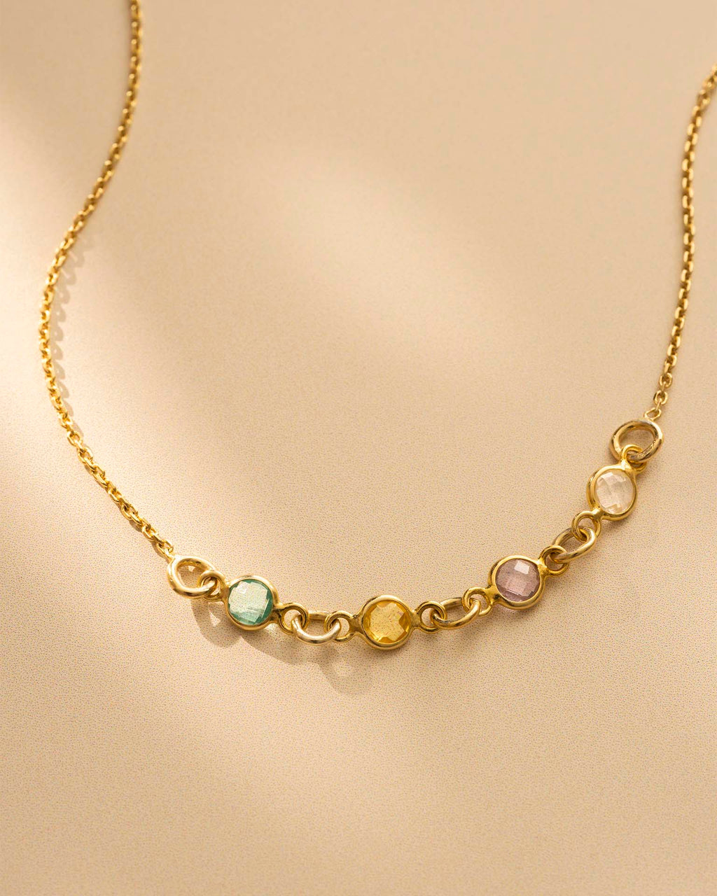Gold Family Mini Birthstone Necklace