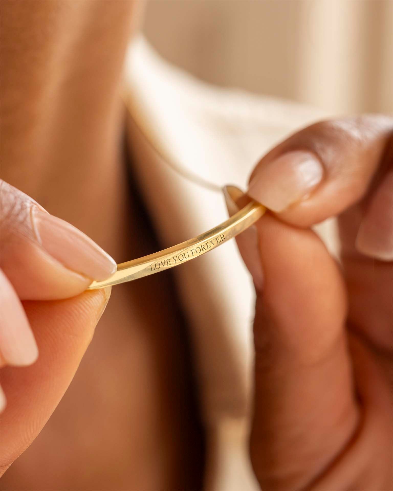 Gold Curved Skinny Bar Hidden Message Personalised Necklace