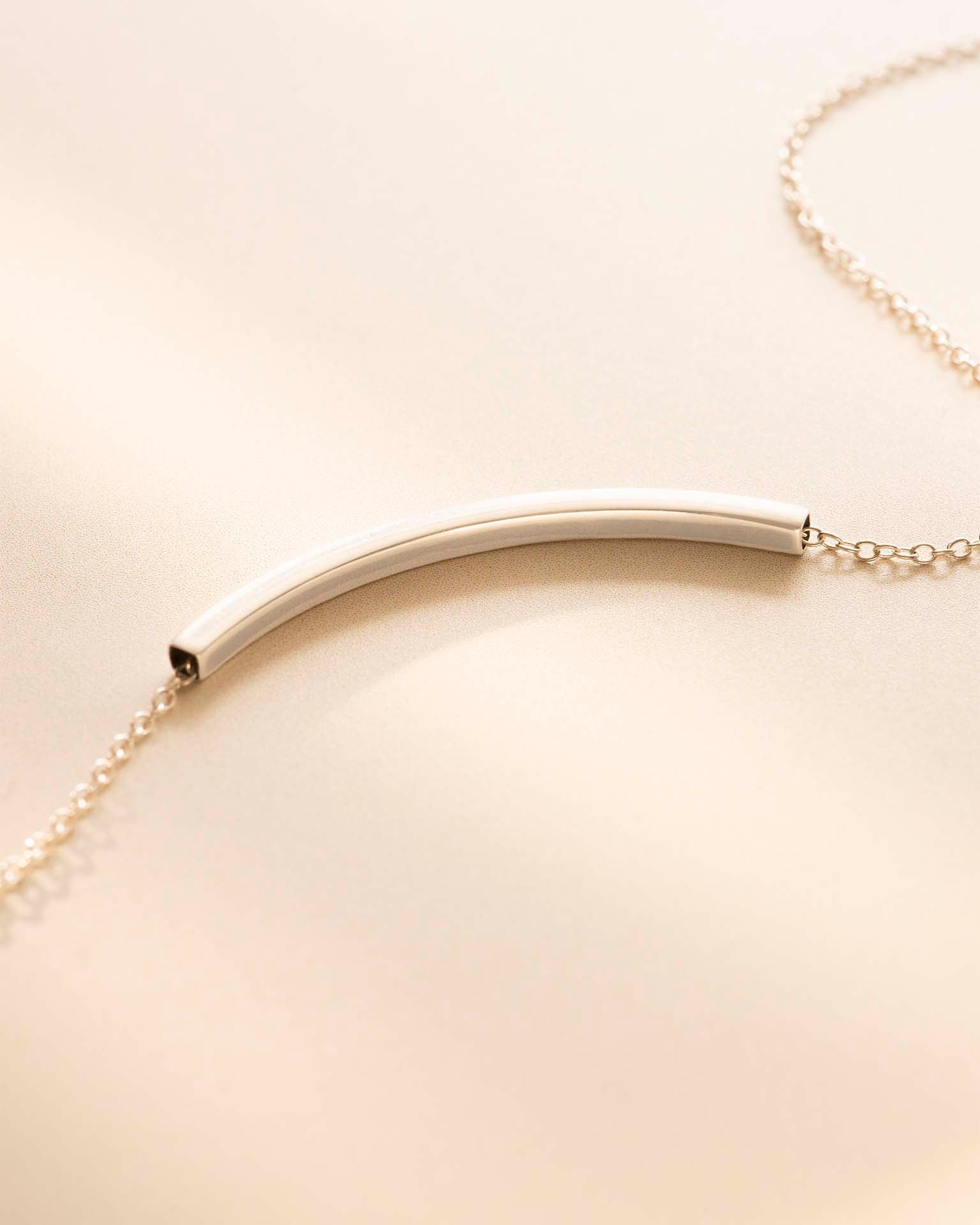 Silver Curved Skinny Bar Hidden Message Personalised Necklace