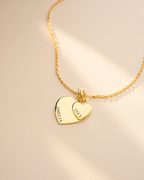 Gold Double Heart Personalised Name Necklace