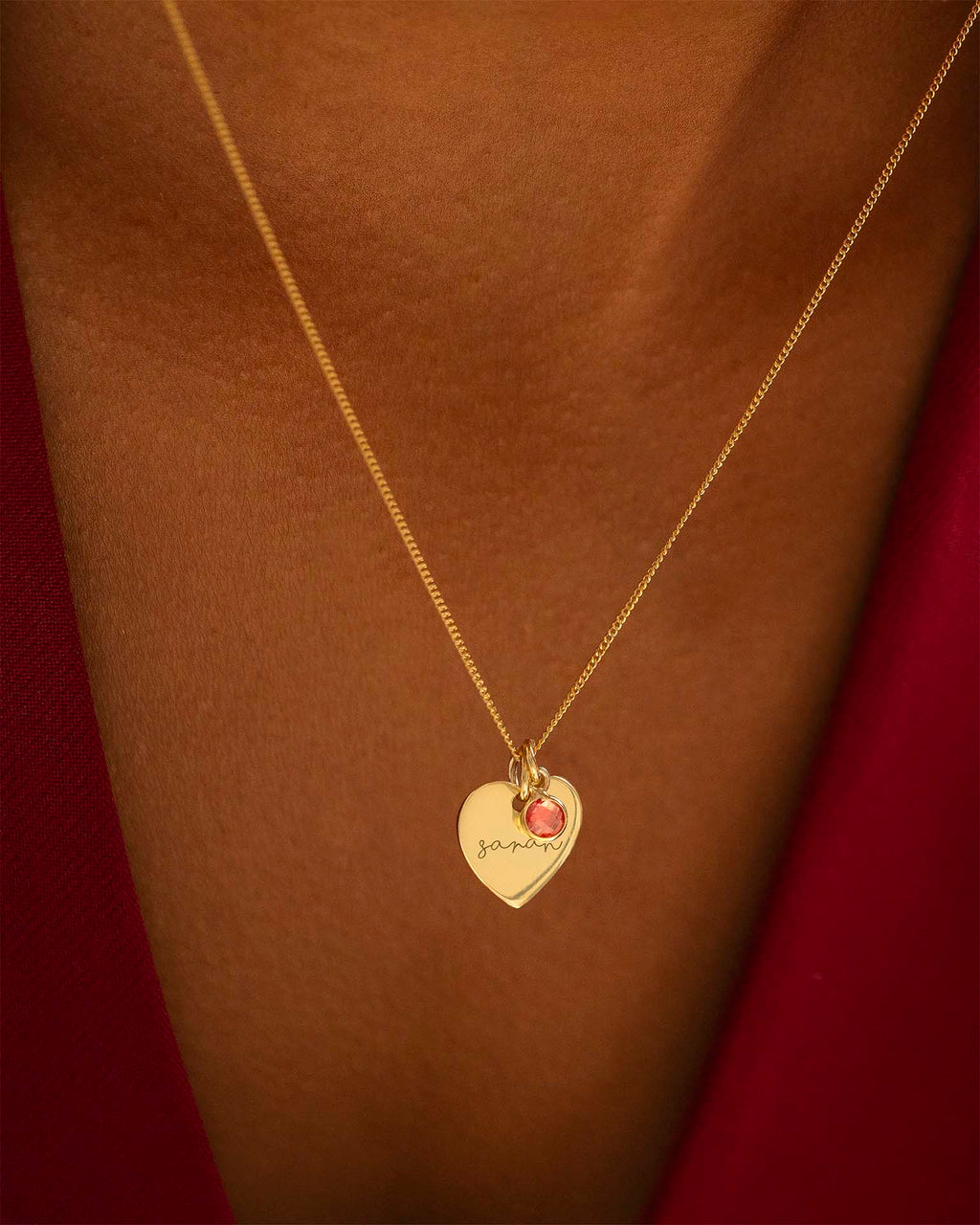 Gold Esme Heart and Birthstone Personalised Name Necklace