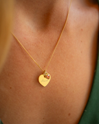 Gold Esme Heart and Heart Birthstone Personalised Name Necklace