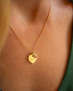 Gold Esme Heart and Heart Birthstone Personalised Name Necklace