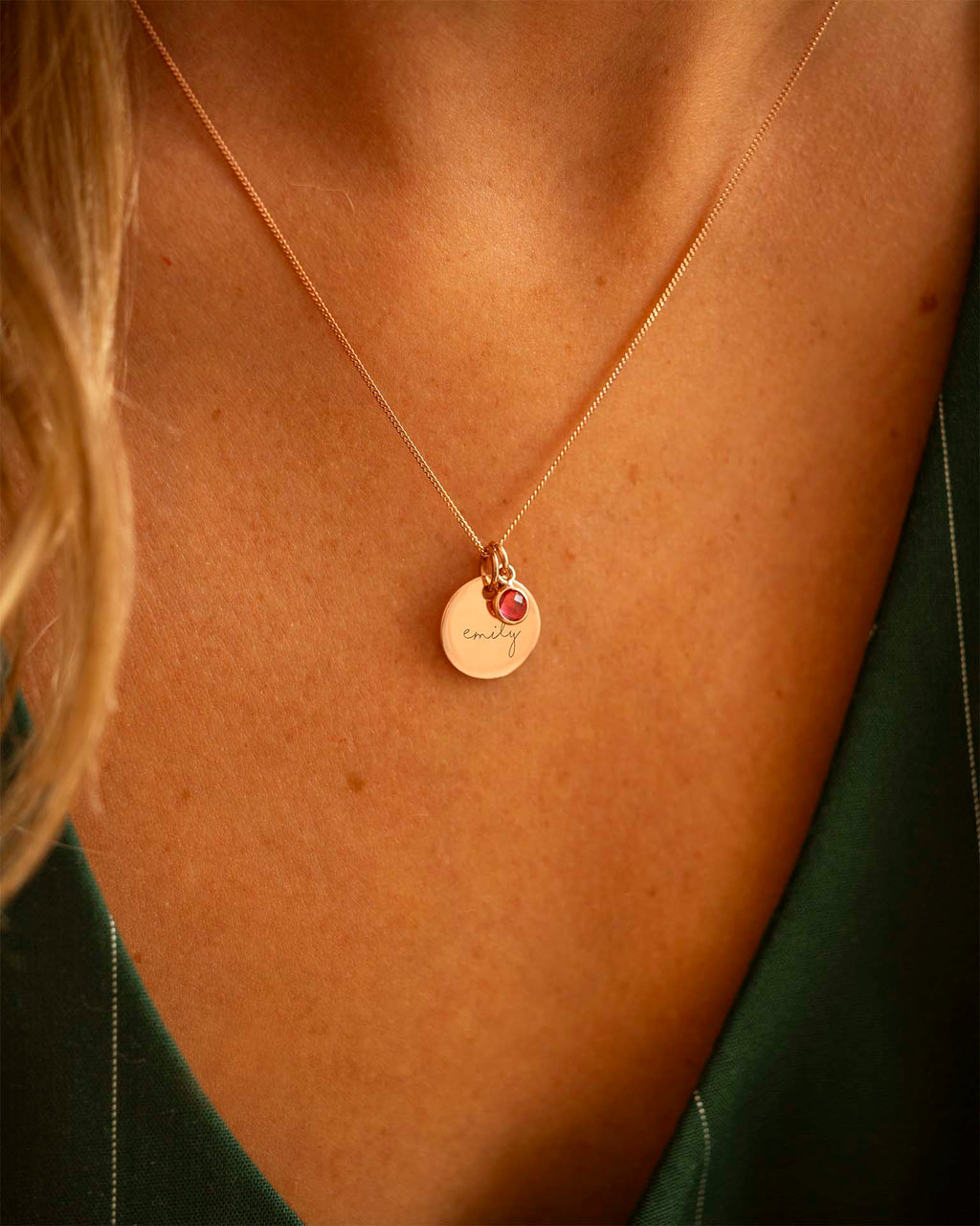 Rose Gold Esme Name and Birthstone Personalised Necklace