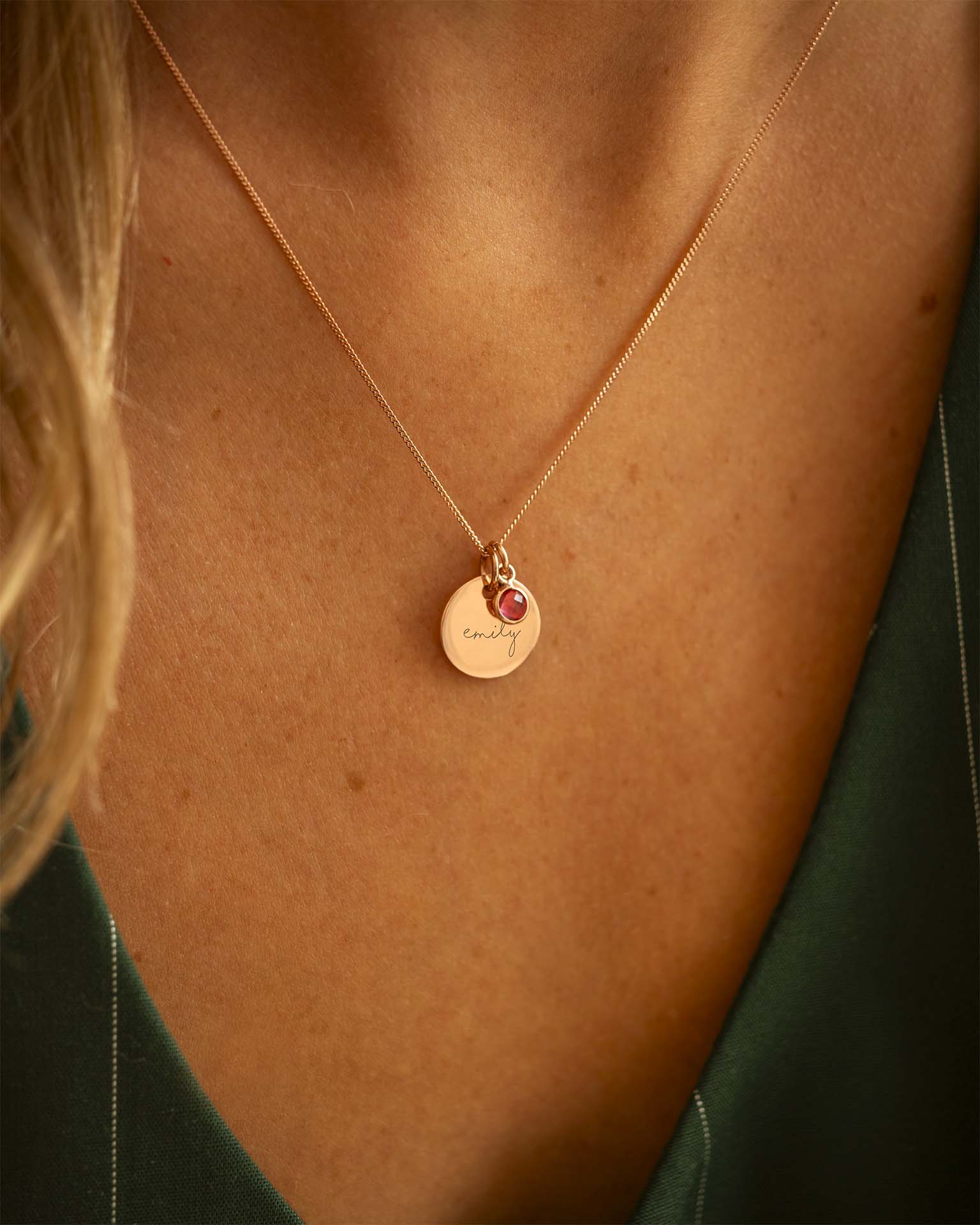 Rose Gold Esme Name and Birthstone Personalised Necklace