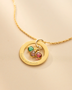 Gold Family Eternal Ring and Birthstone Personalised Necklace