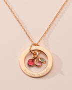 Rose Gold Family Eternal Ring and Birthstone Personalised Necklace