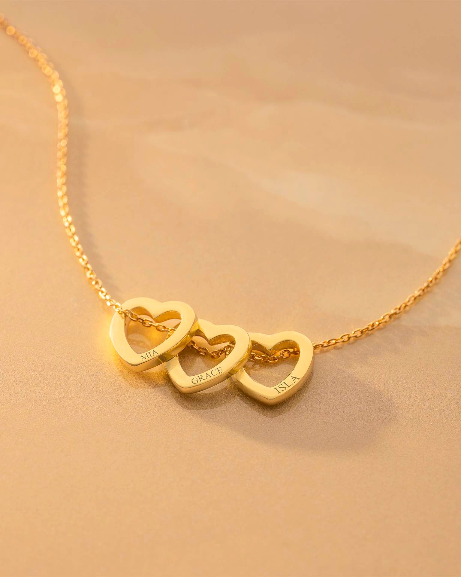Gold Family Mini Eternal Hearts Personalised Necklace