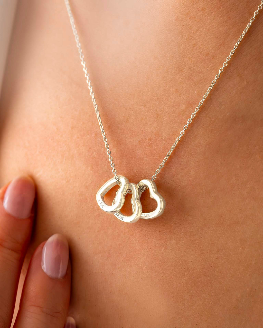 Silver Family Mini Eternal Hearts Personalised Necklace
