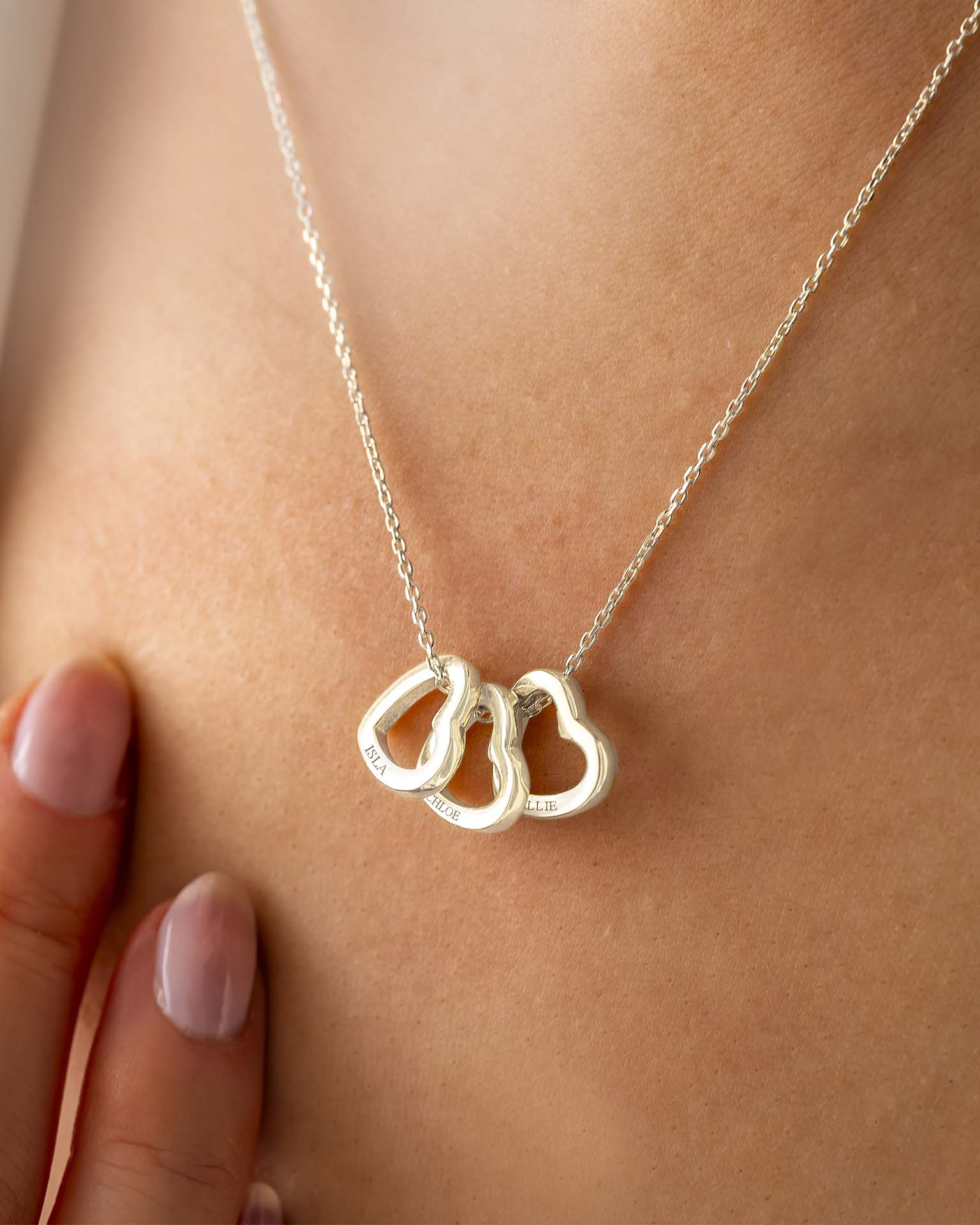 Silver Family Mini Eternal Hearts Personalised Necklace