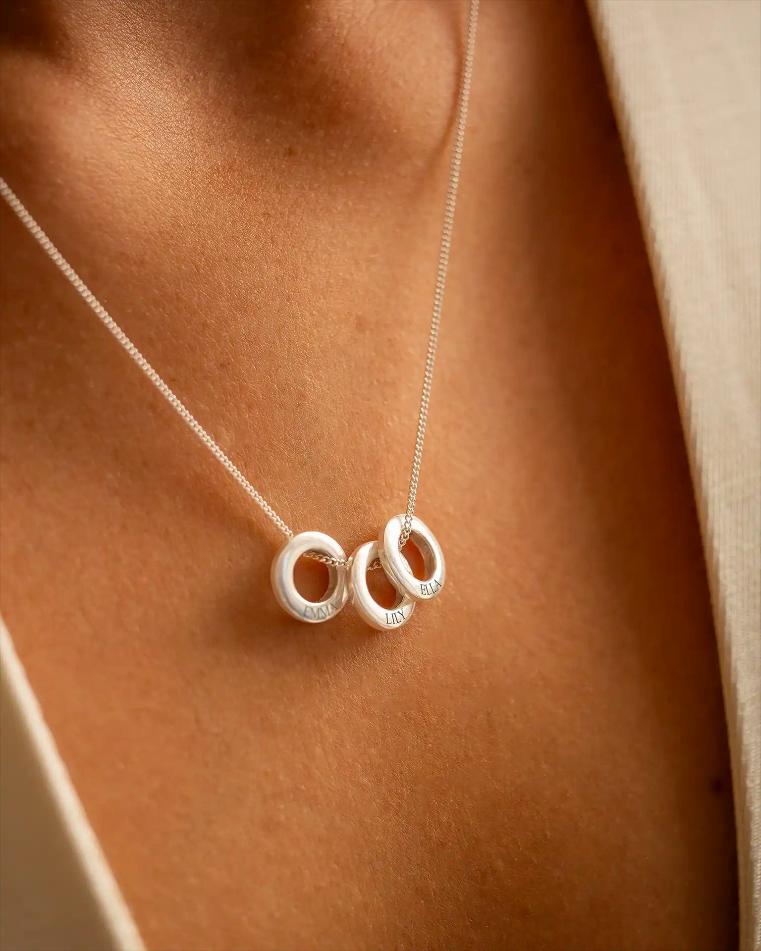 Silver Family Mini Eternal Rings Personalised Necklace