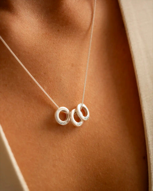 Silver Family Mini Eternal Rings Personalised Necklace