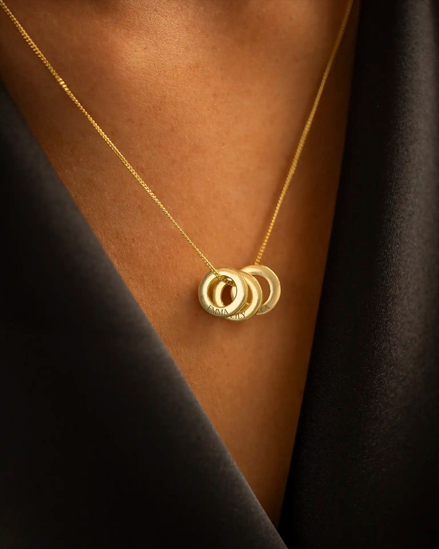 Gold Family Mini Eternal Rings Personalised Necklace