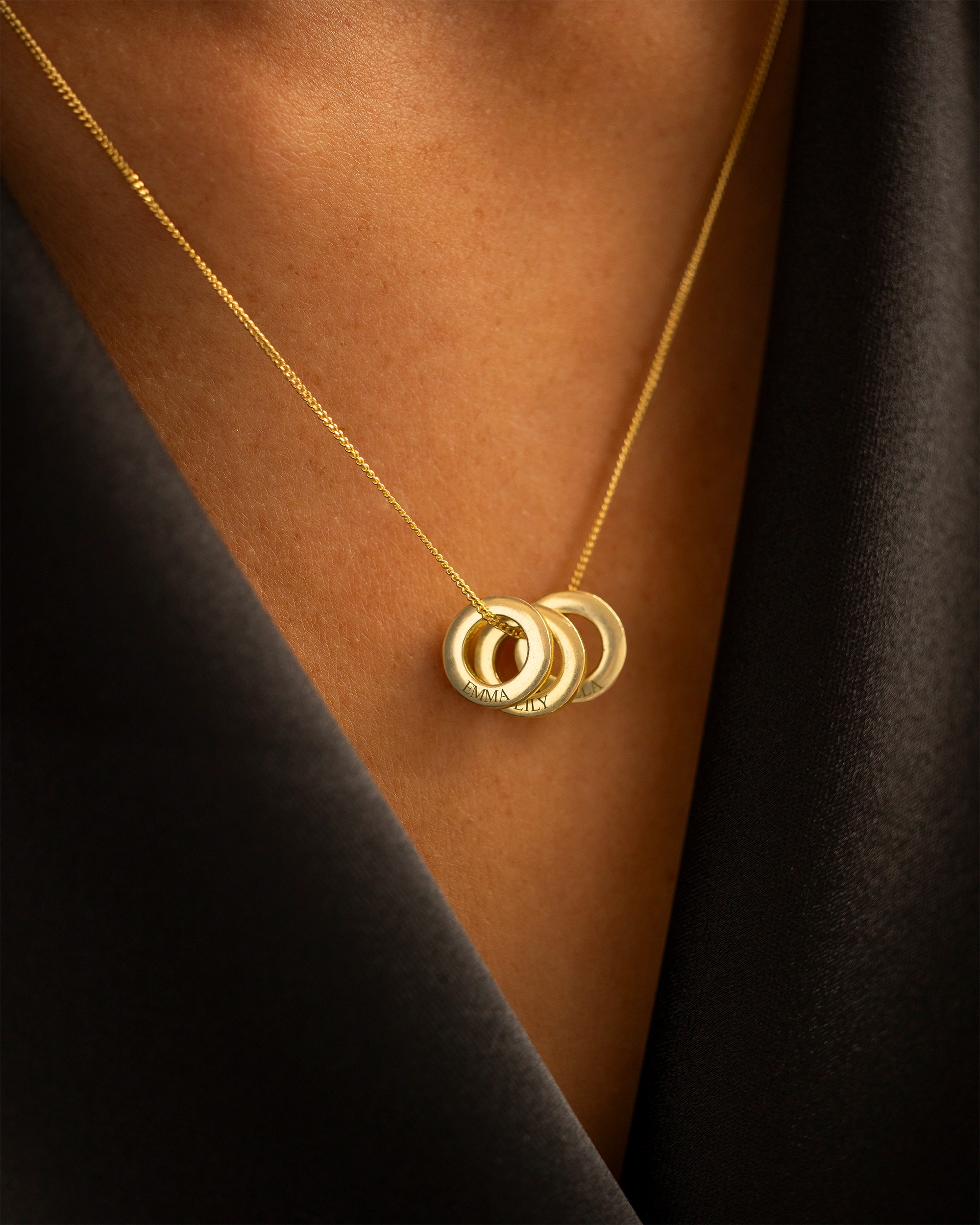 Gold Family Mini Eternal Rings Personalised Necklace