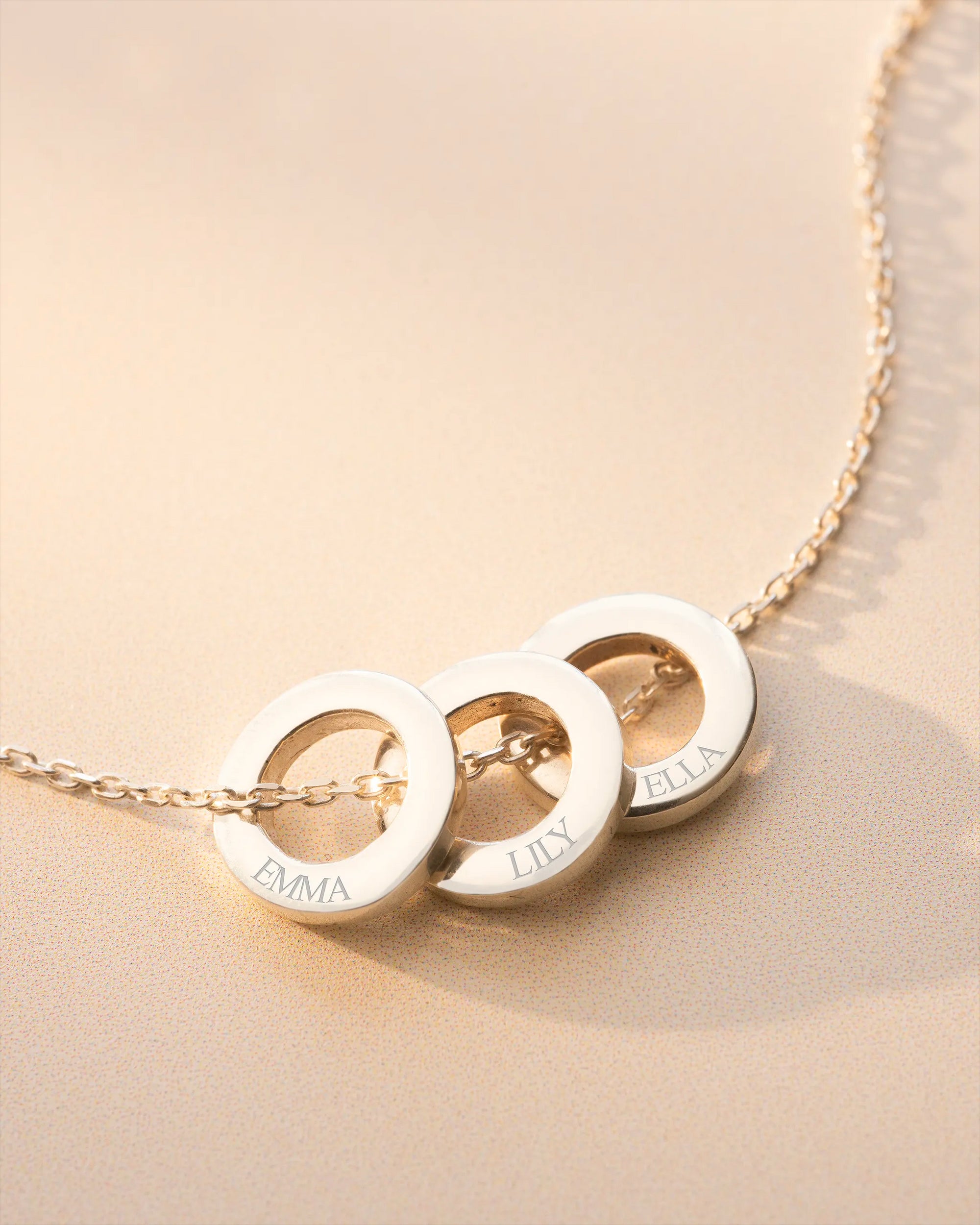 Silver Family Mini Eternal Rings Personalised Necklace