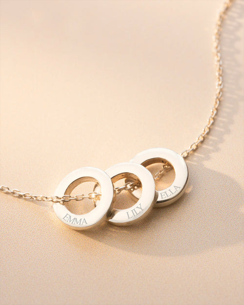 Silver Family Mini Eternal Rings Personalised Necklace