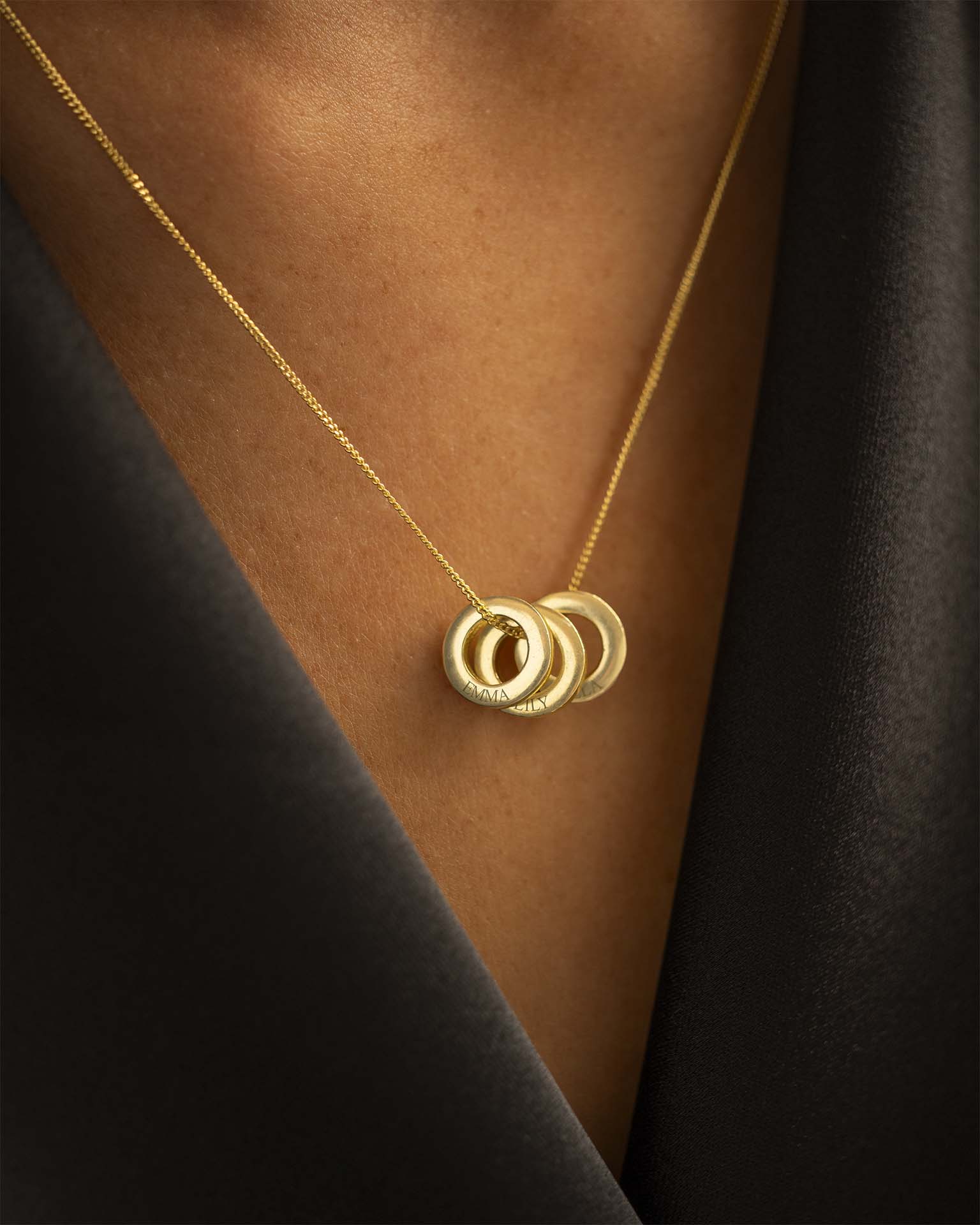 Gold Family Mini Eternal Rings Personalised Necklace